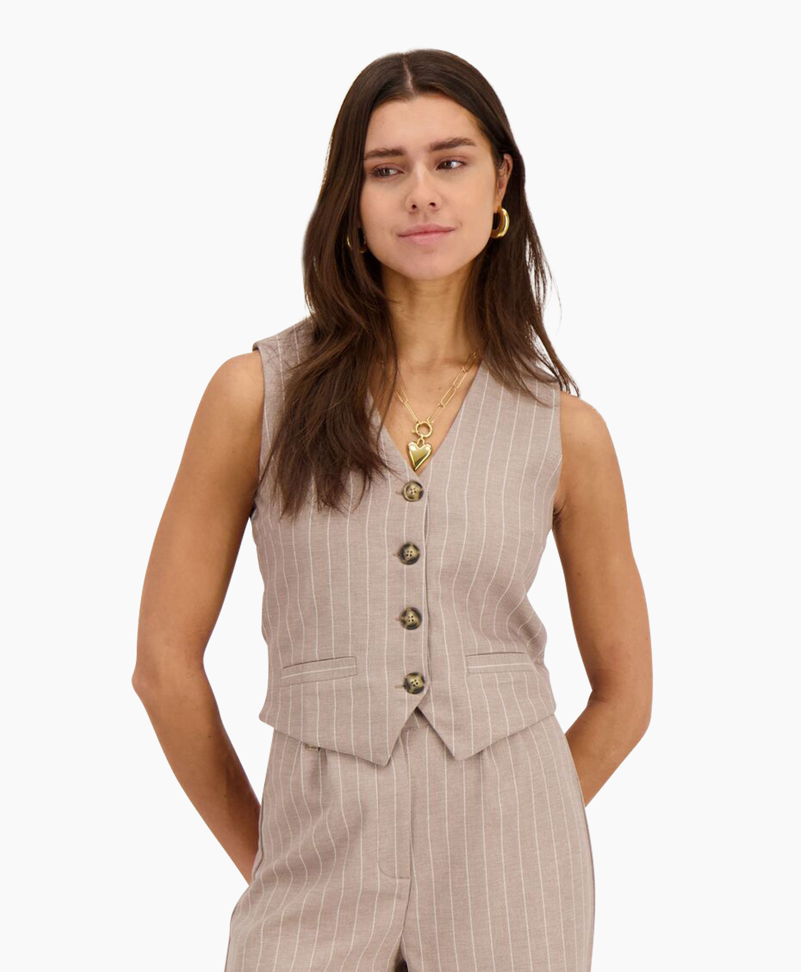 Jack Gilet With Pinstripe Beige