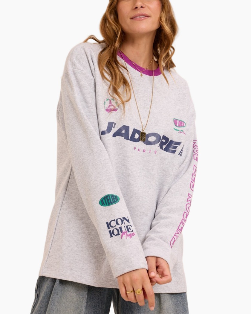 sweatshirt, lange mouwen, grafisch, grijs, unisex