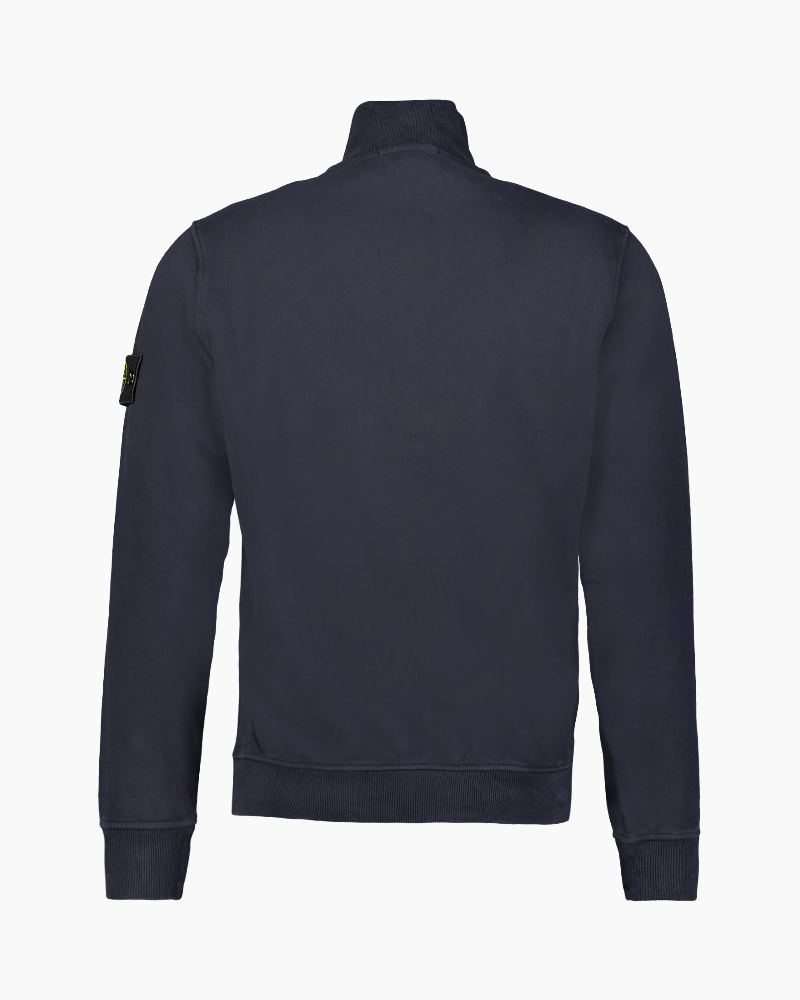 sweatshirt, halfzipped, kraag, marineblauw, ponselpatch