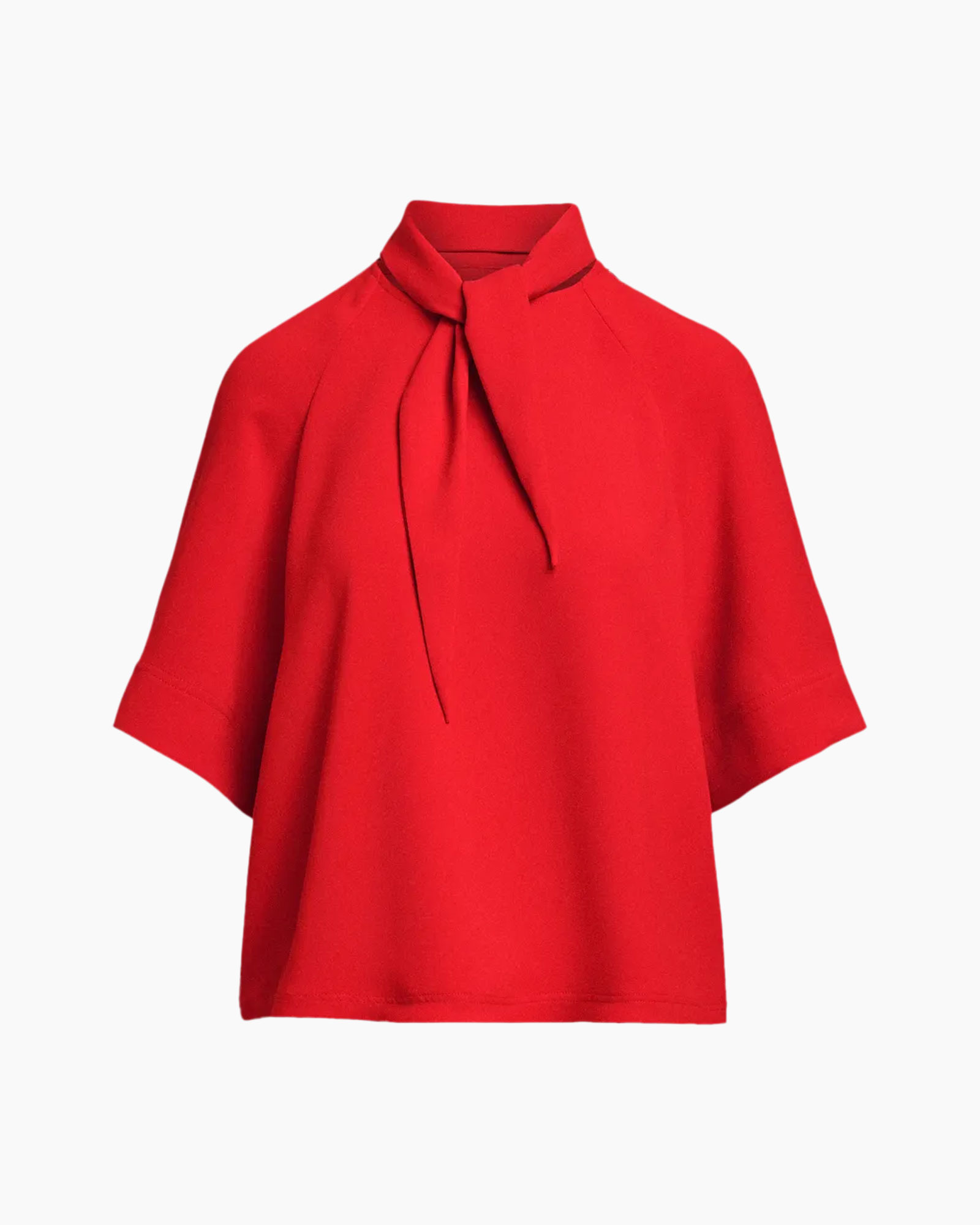 top, blouse, rood, strik-keuze, korte mouwen