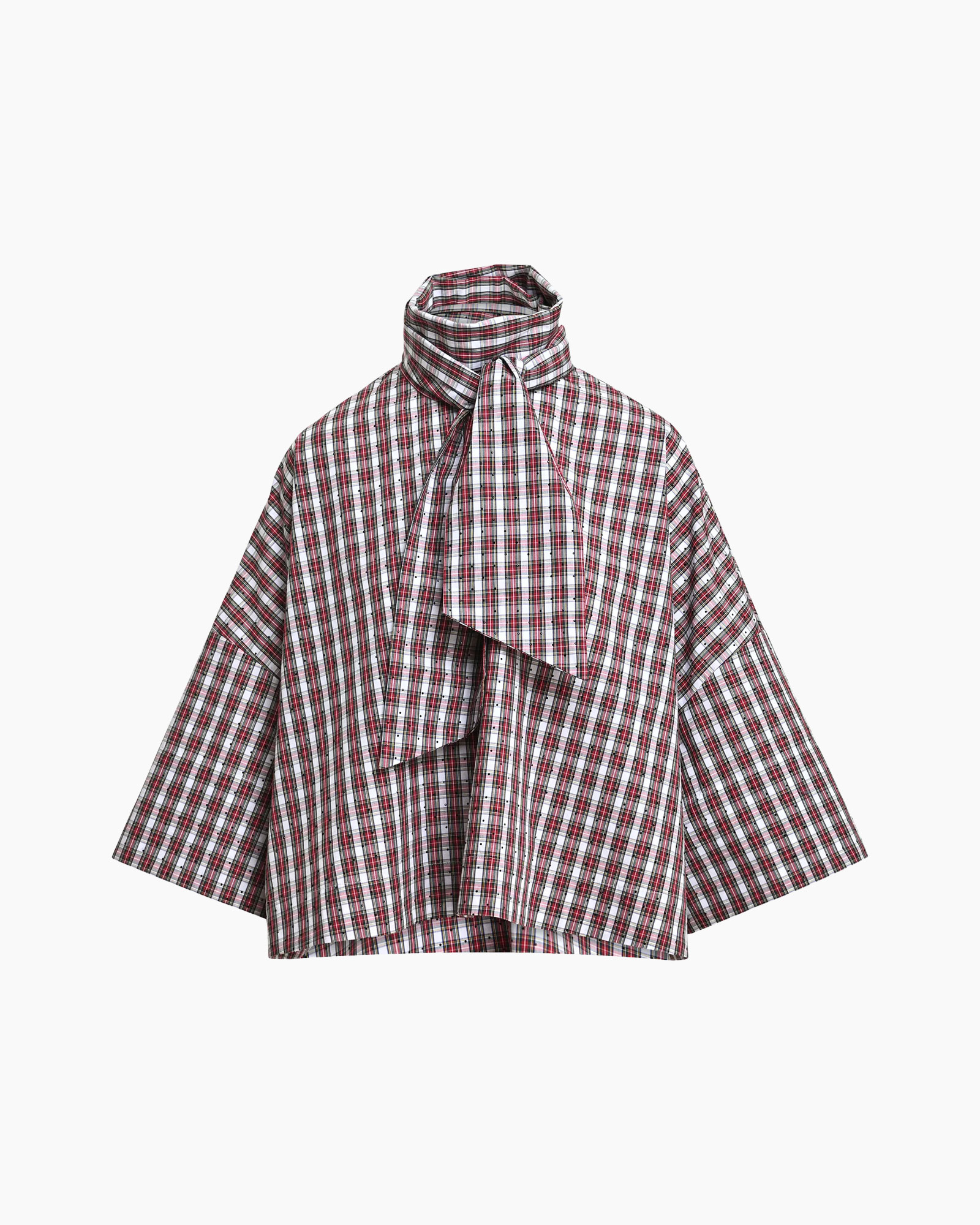 geraas, checks, blouse, scarf detail, losse pasvorm