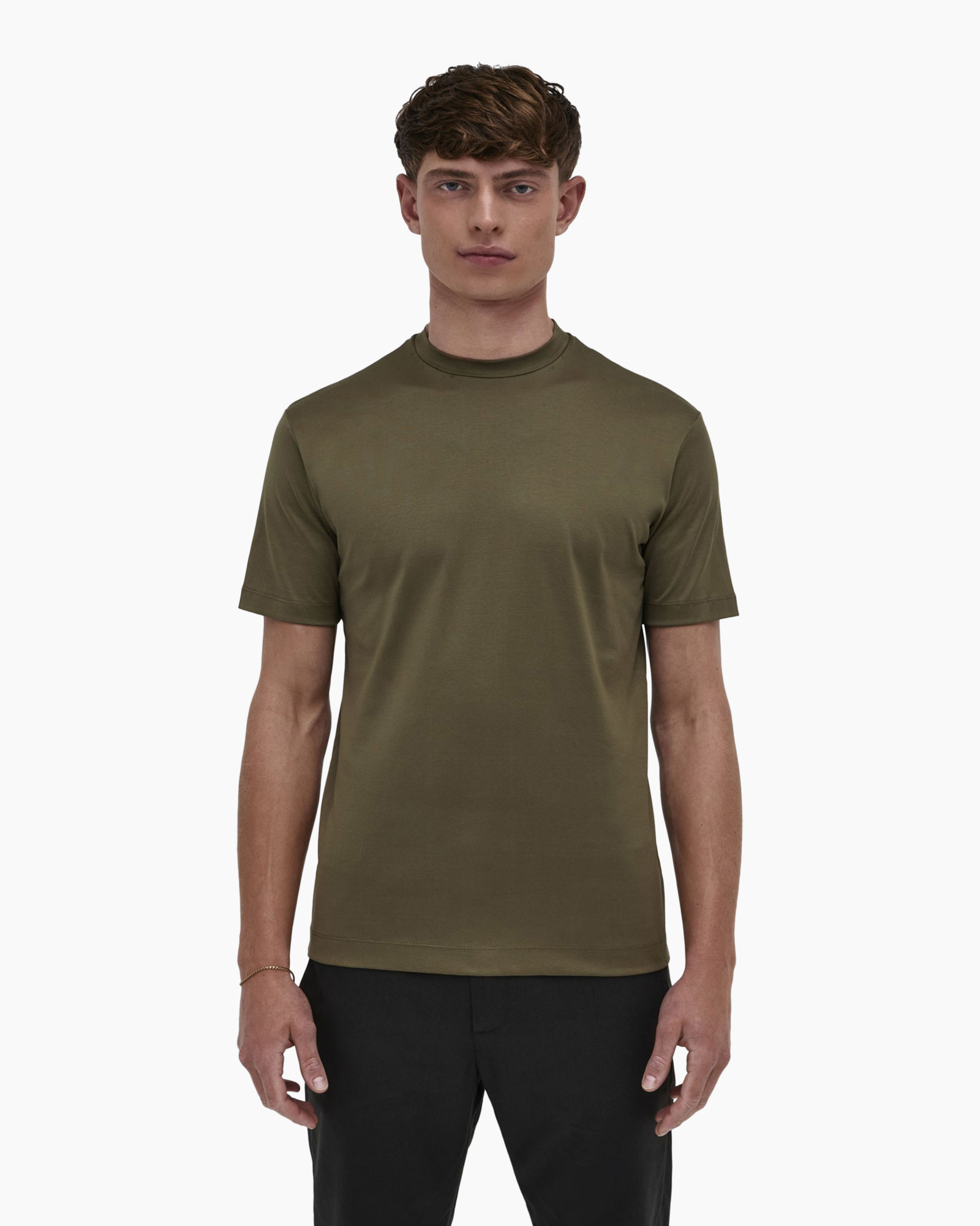 T-shirt Korte Mouw Interlock Supima Donker Groen