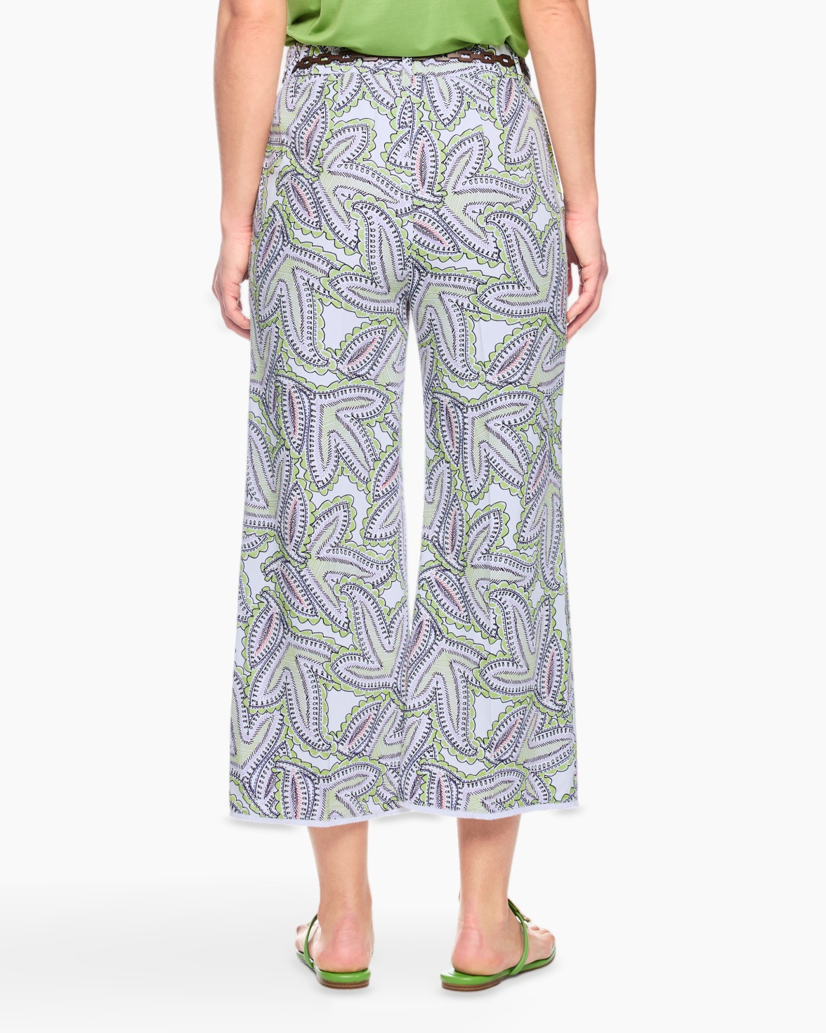 rok, palazzo, paisley, print, groen