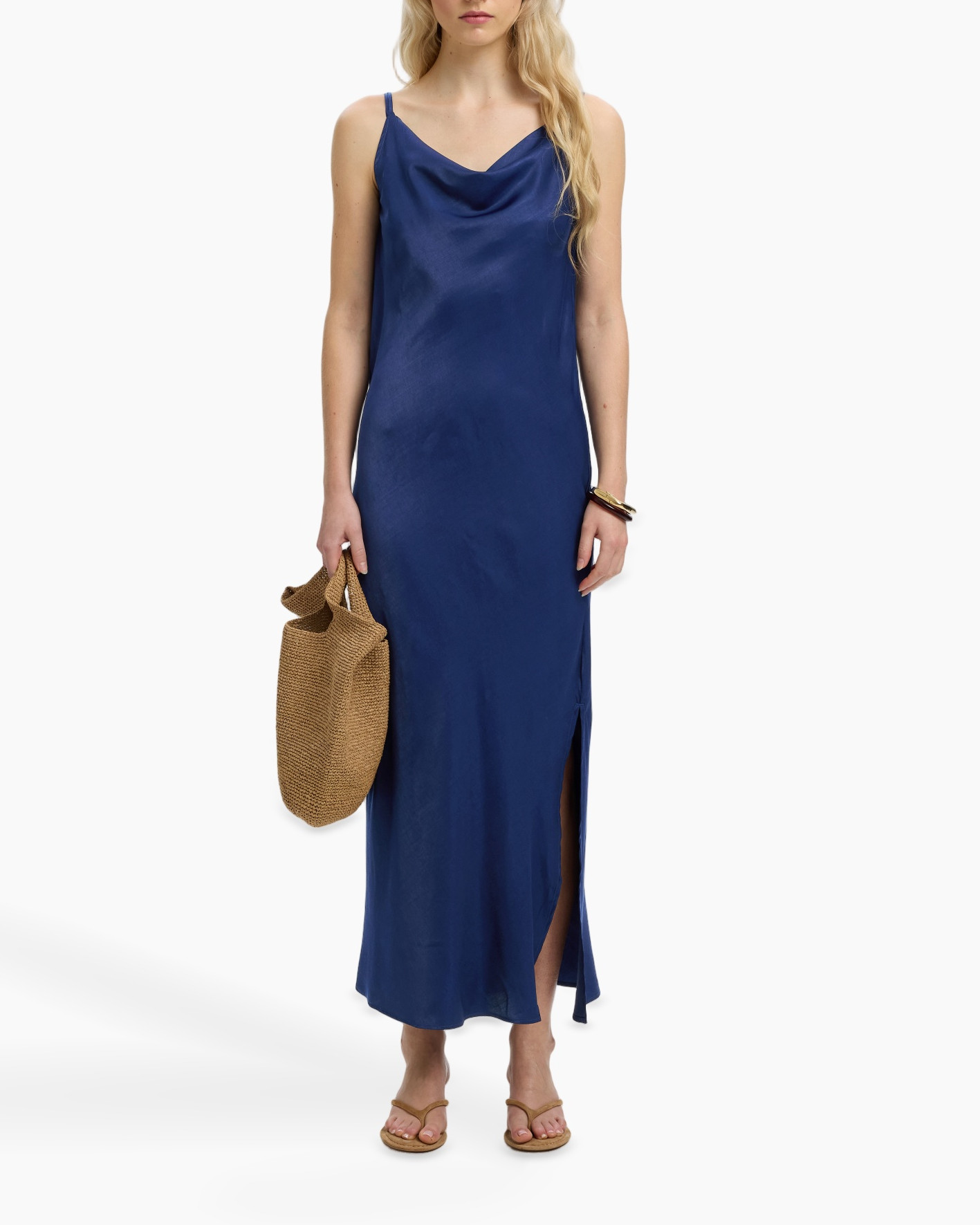 dress, maxi dress, slip dress, sleeveless, slit