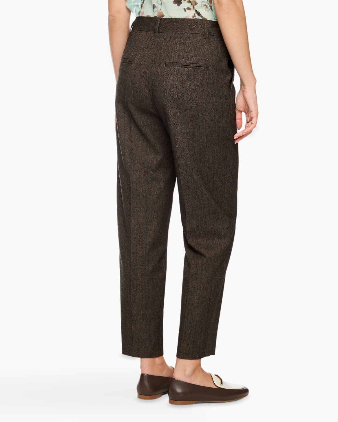 broeken, broekpak, streeppatroon, bruin, slim-fit