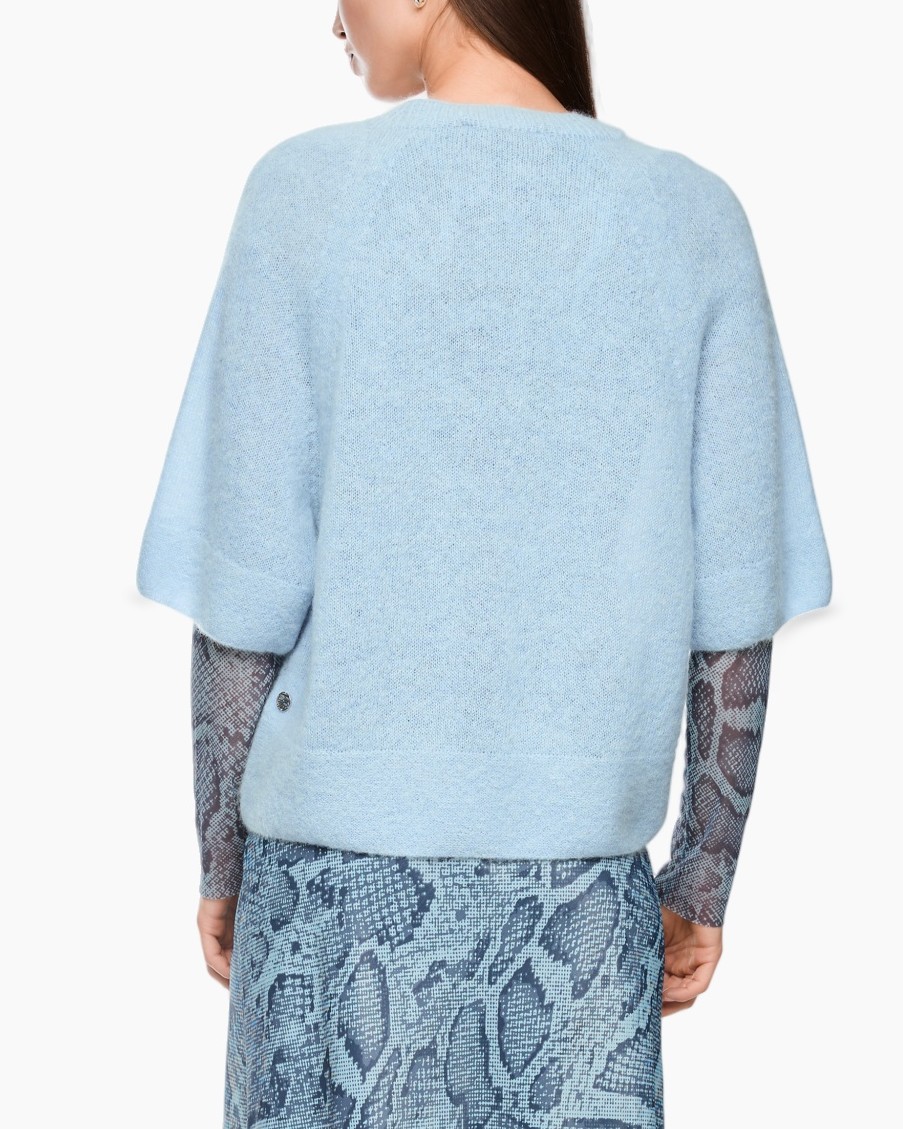 cardigan, knopjes, gebreid, lichtblauw, oversized