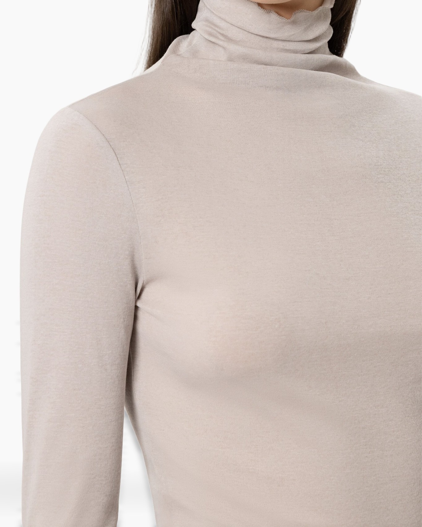 rolkraag, beige, gebreid, lange mouw, top