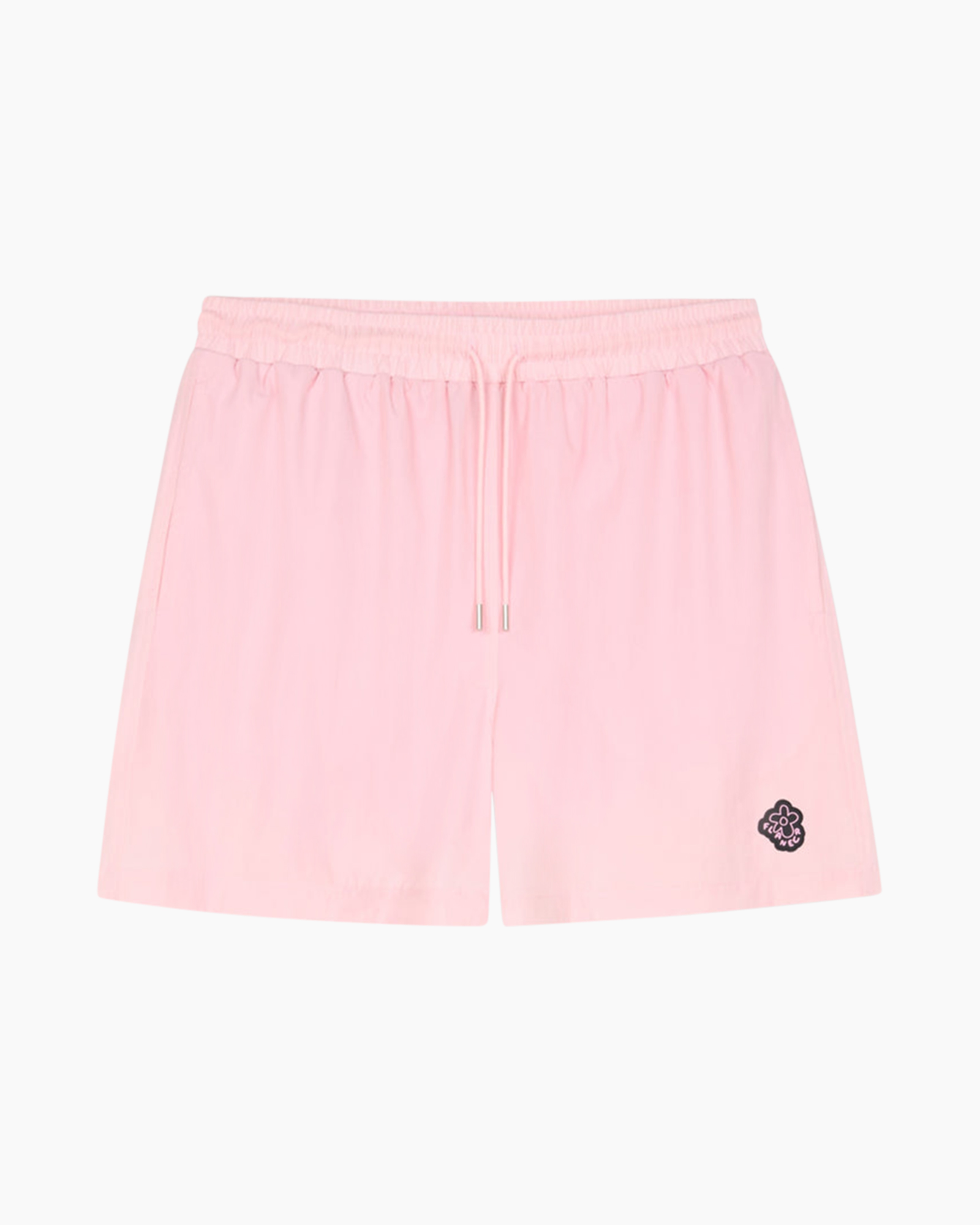 shorts, pink, drawstring, elastic waistband, logo