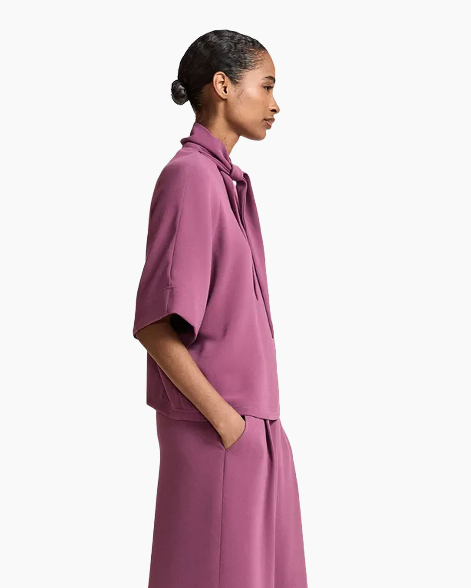 kimono, jurk, magenta, korte mouwen, want-neklijn