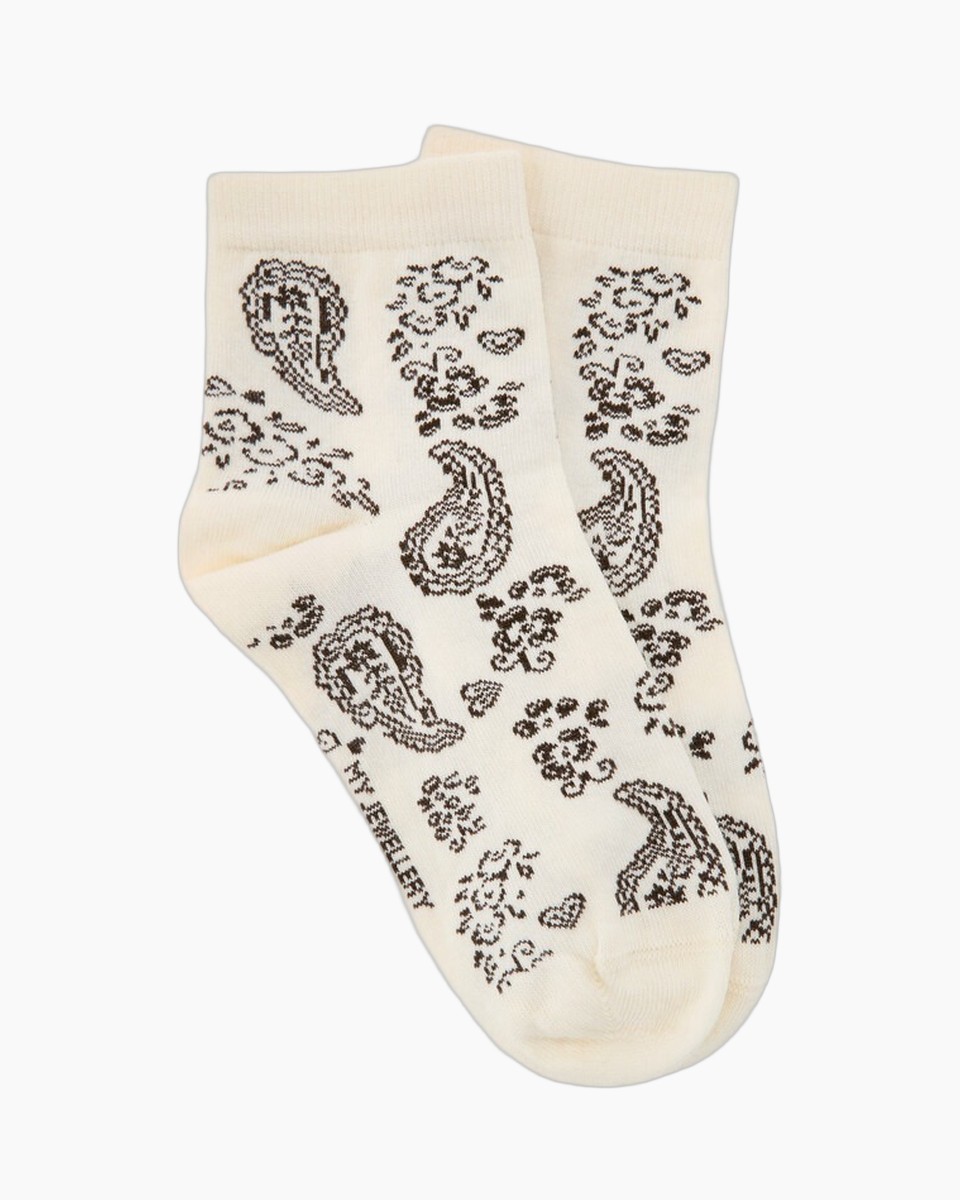 sokken, enkellaarzen?, creme?, patroon, paisley