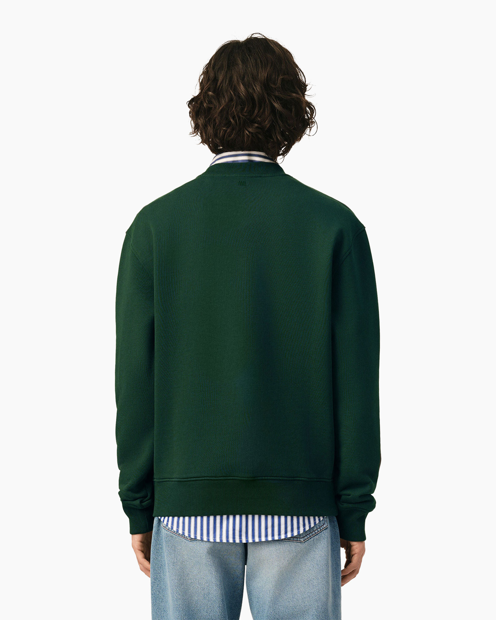 sweatshirt, groen, kraagloze, lange mouwen, logo klein