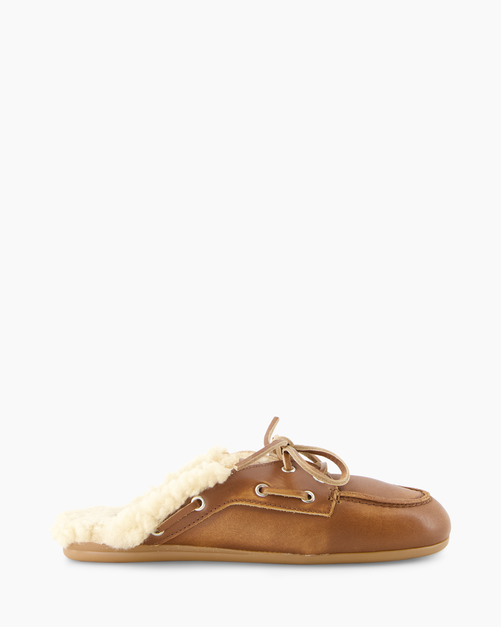 moccasin, slof, bruin, leer, shearling