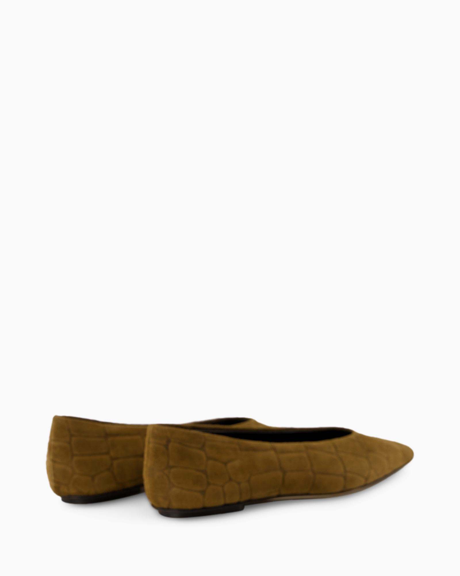 bruin, loafers, slipper, kroko-embossed, platte schoenen