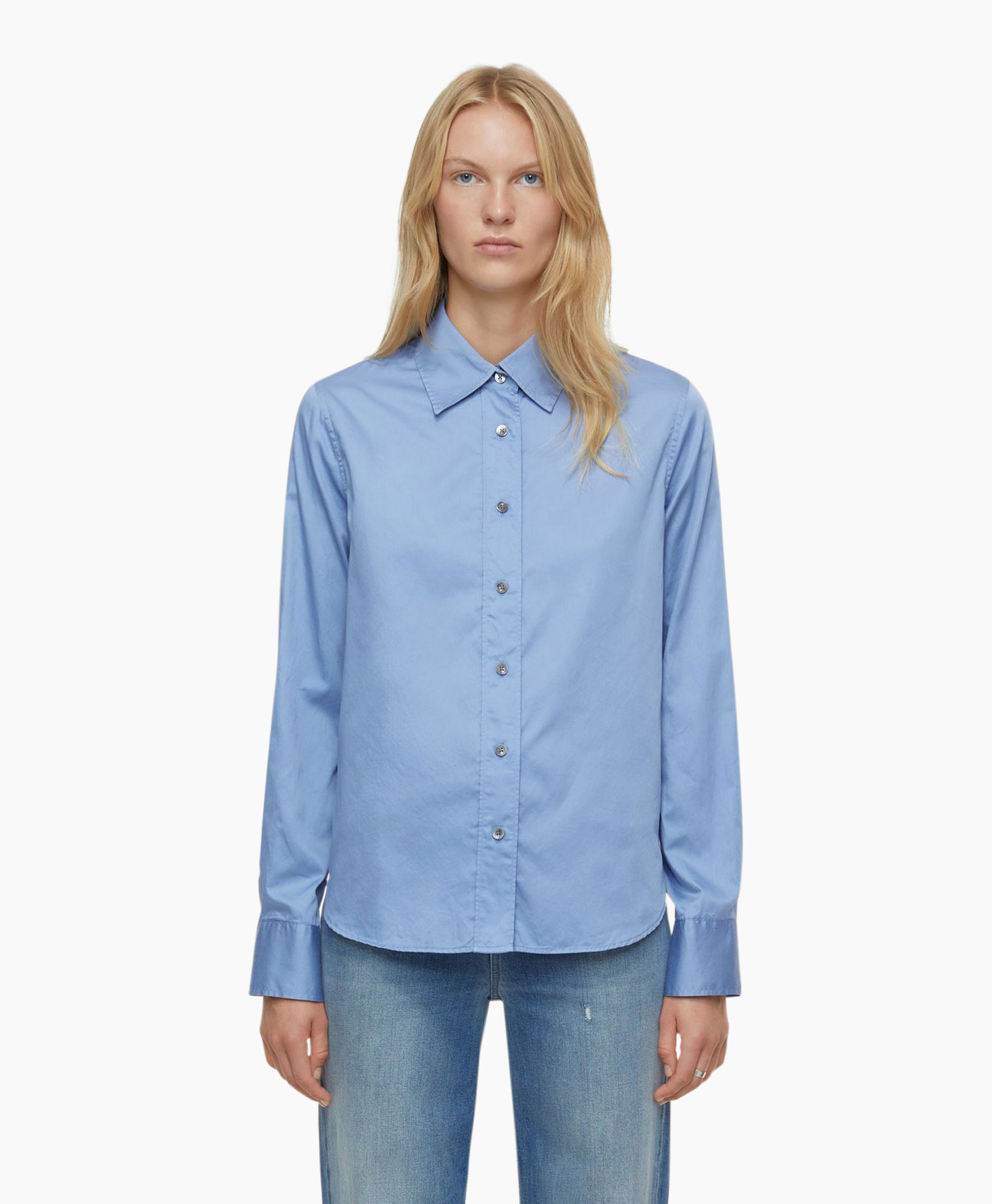 Blouse Straight Fitted Blauw