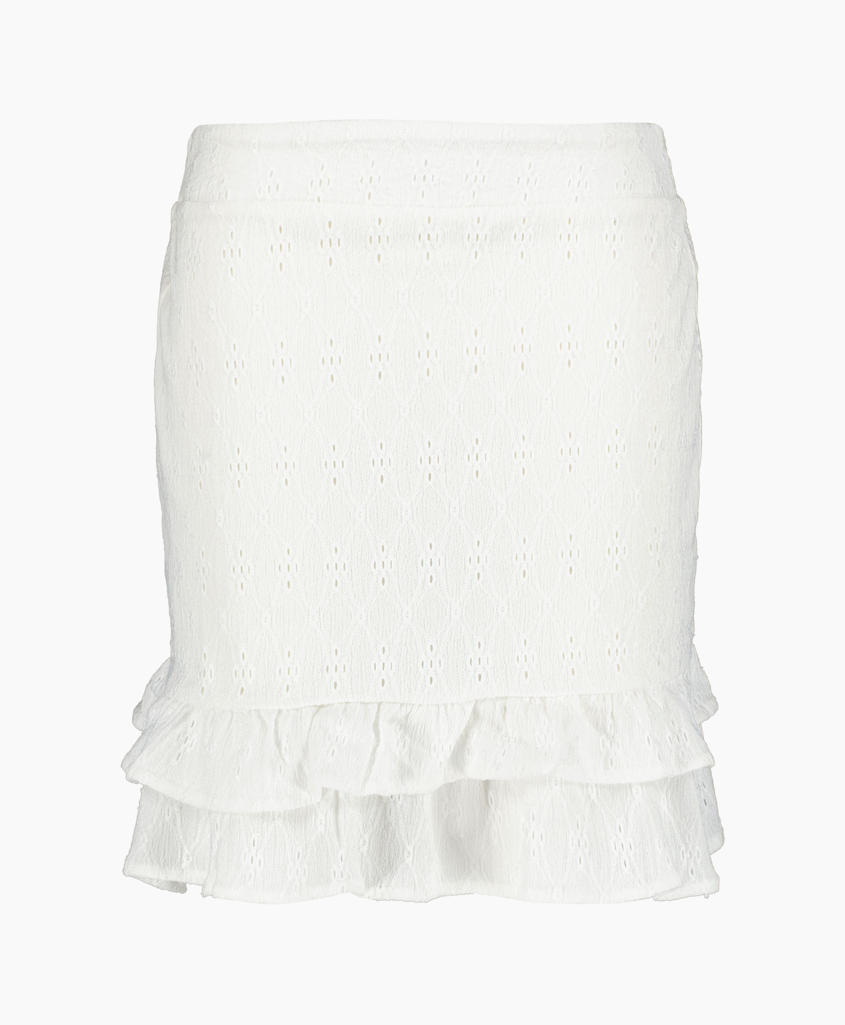 Minirok Knitted Jersey Broderie Skirt Off White