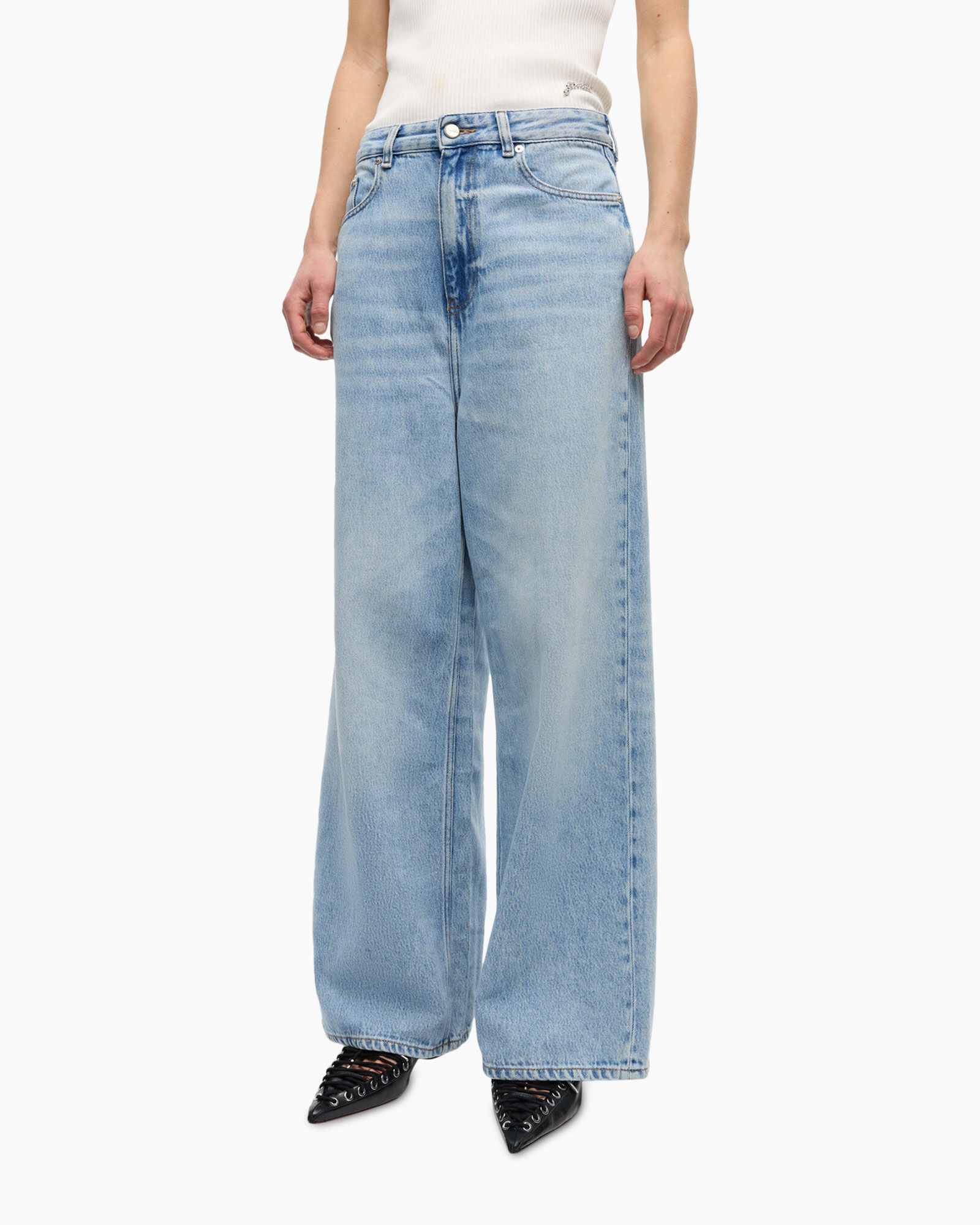 Jeans Soft Rigid Denim Baggy Licht Blauw