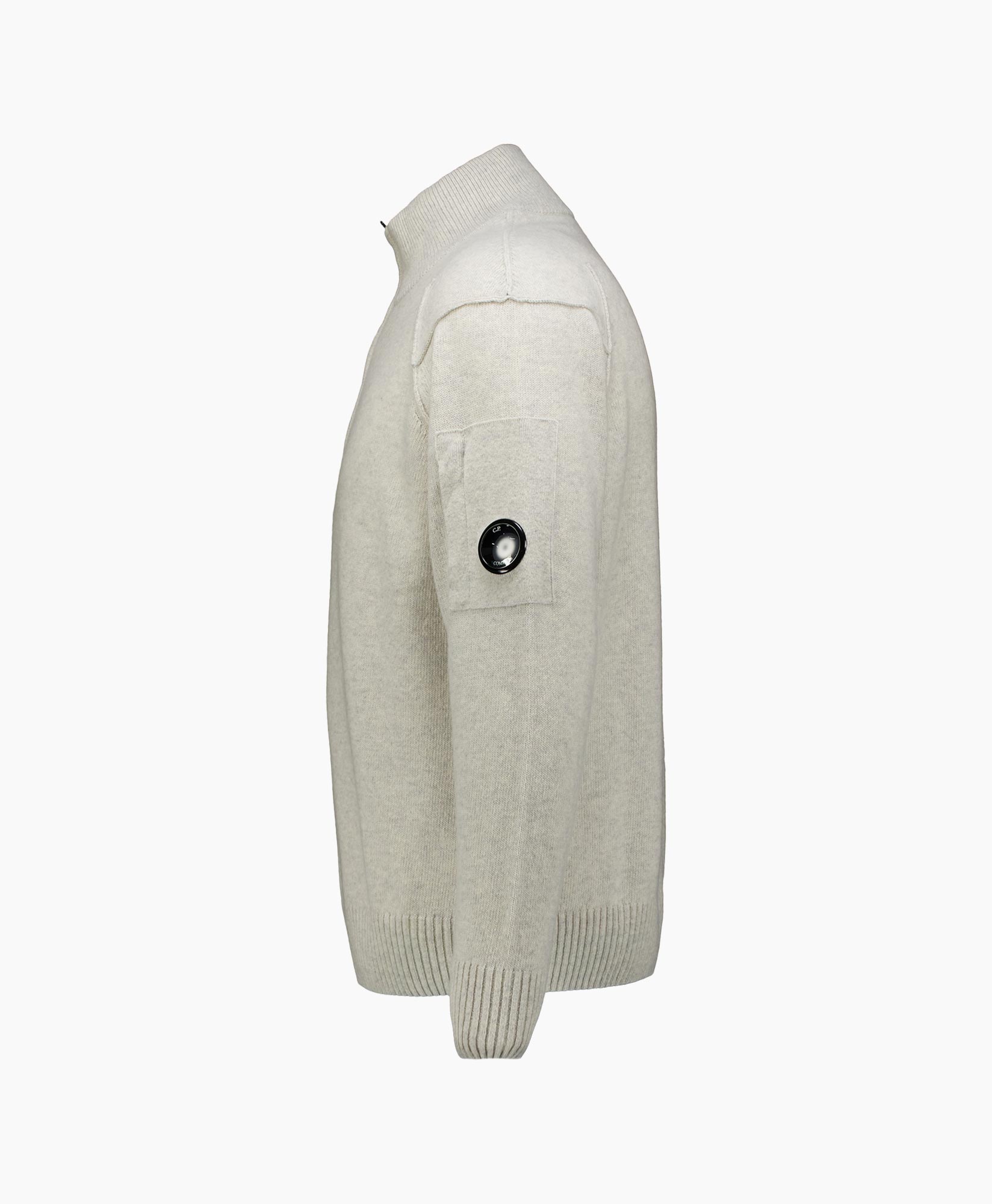 Gebreide Trui Lambswool 1/2 Zip Polo Collar Beige