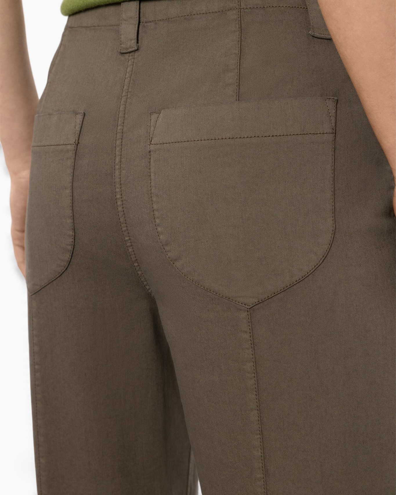 broek, cargo broek, achterzak, bruin, stiksels, broek, cargo, zakken, bruin, twill