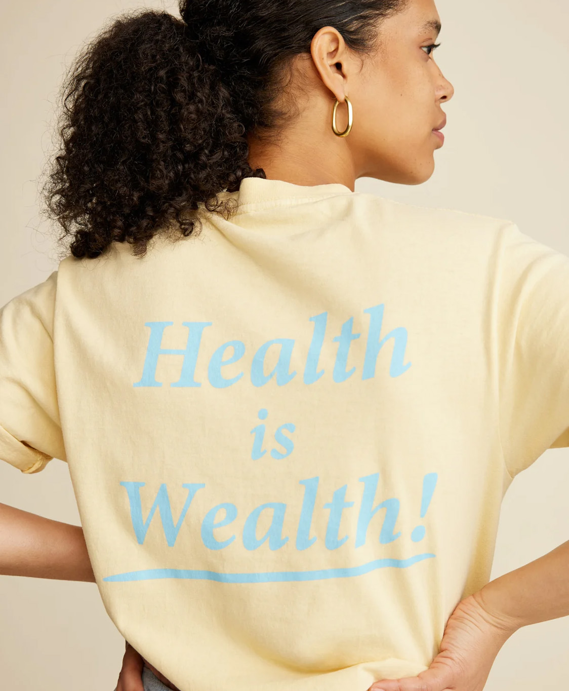 Sporty & Rich T-shirt Health Is Wealth Beige