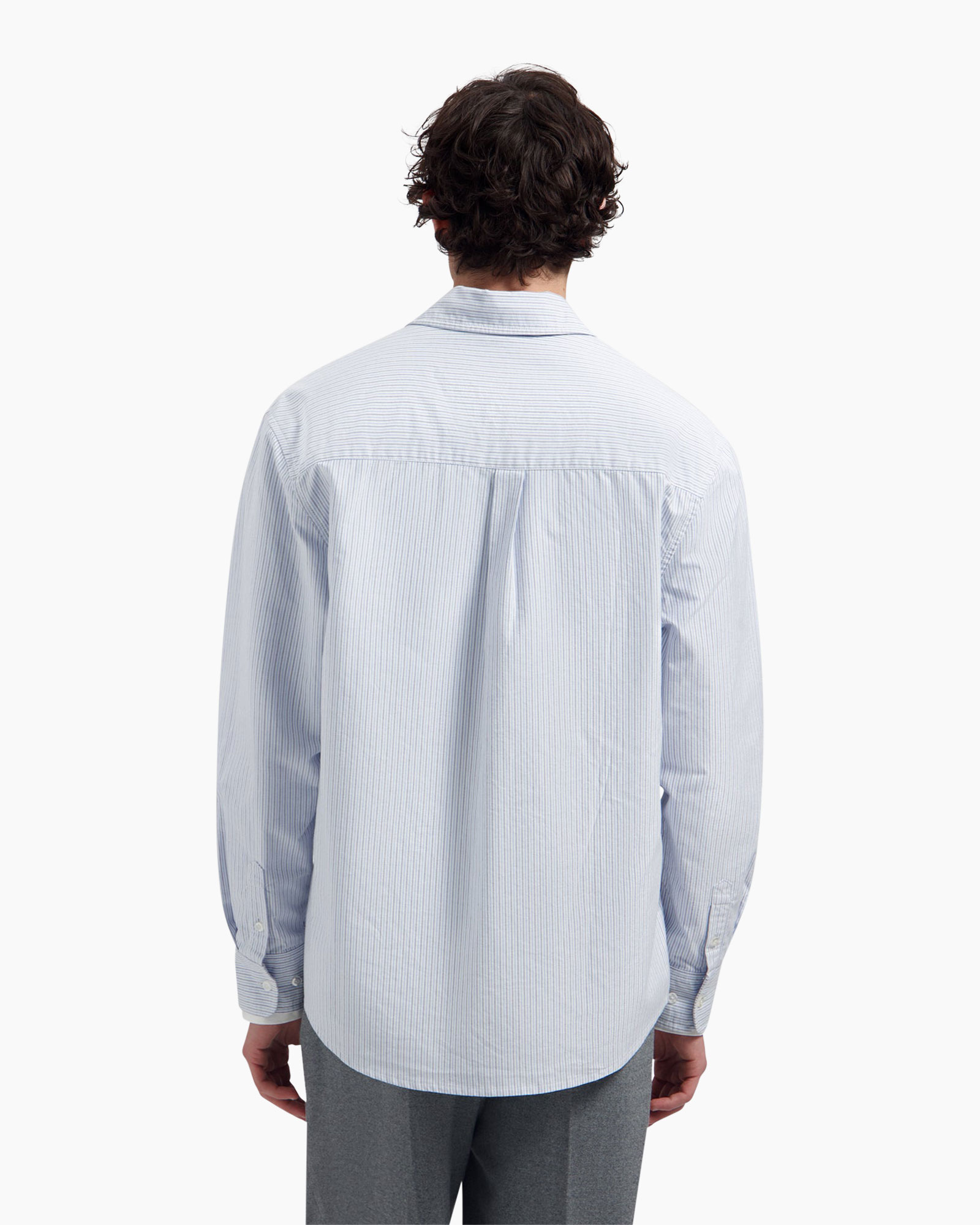 gestreepte overhemd, button-down, lange mouwen, lichtblauw, casual kleding