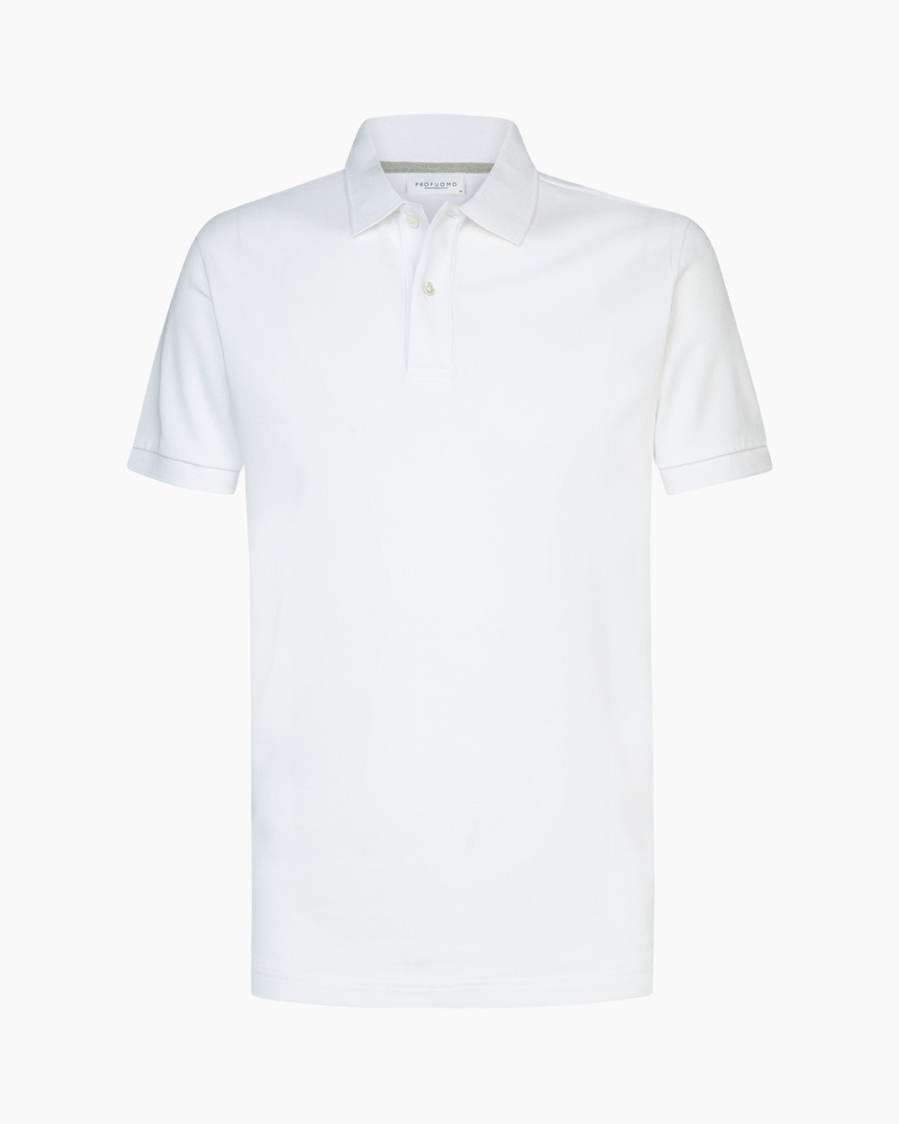 polo shirt, white, short sleeve, collared, placket