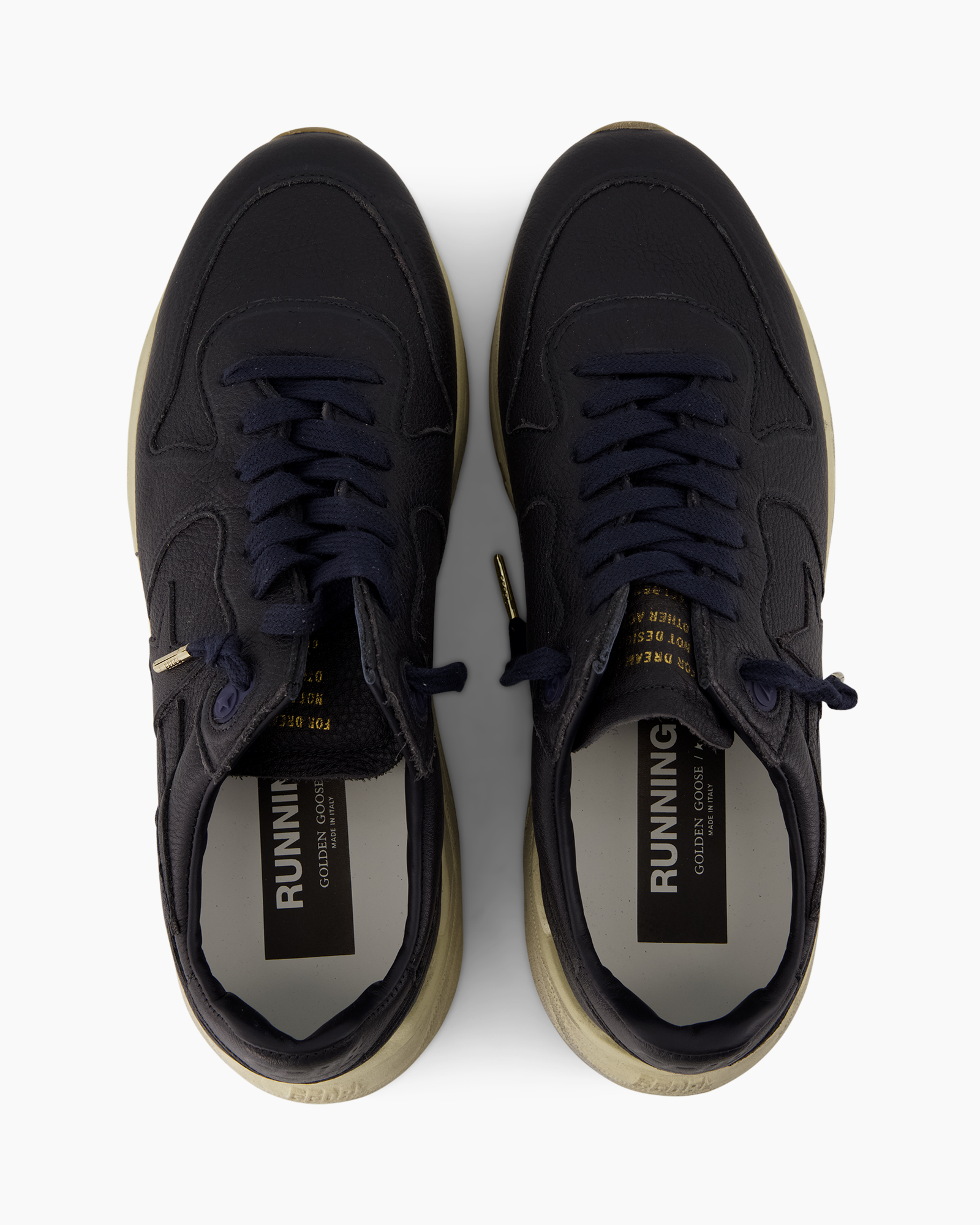 sneakers, marineblauw, veters, laag model, leer
