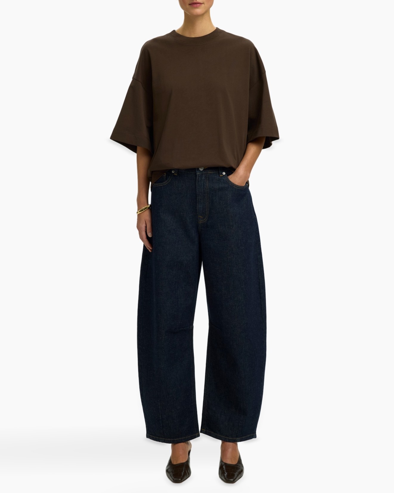 top, oversized, bruin, tunic, wide-leg