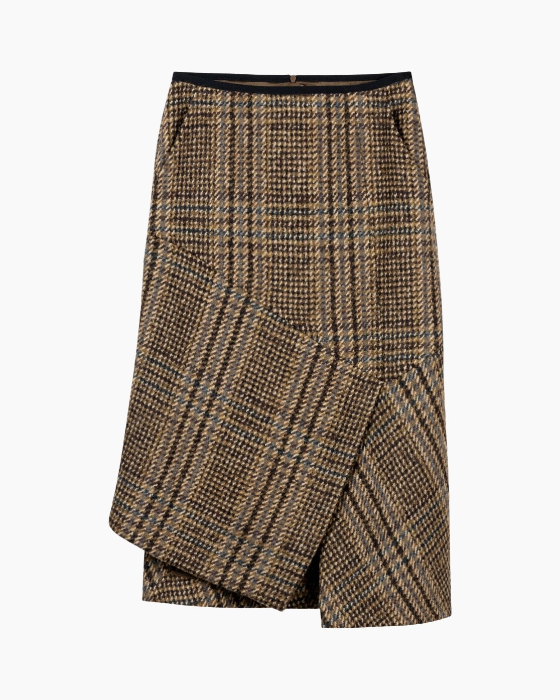 rokje, ruit, midi, asymmetrisch, tweed