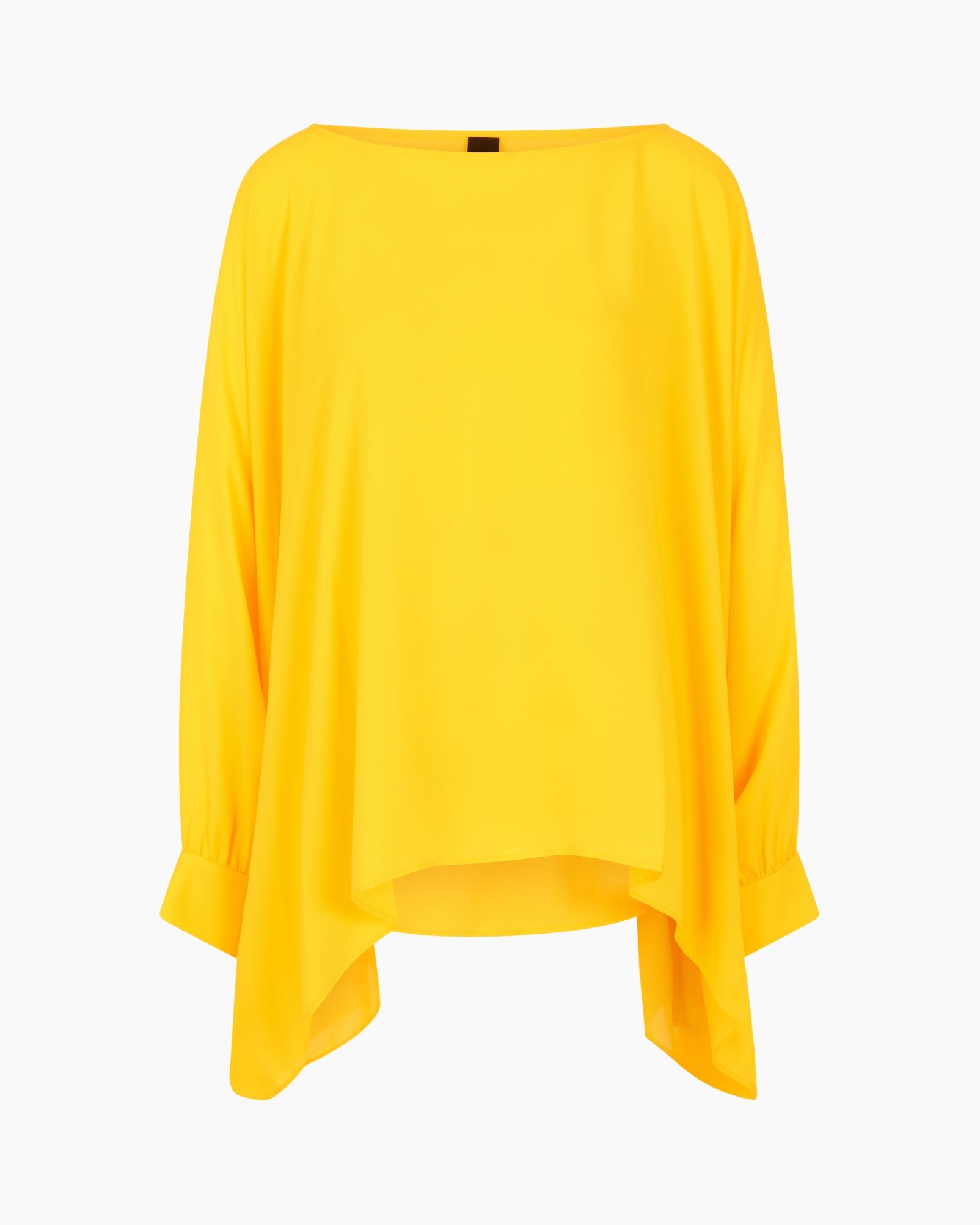 top, blouse, geel, vloeiend, lange mouwen