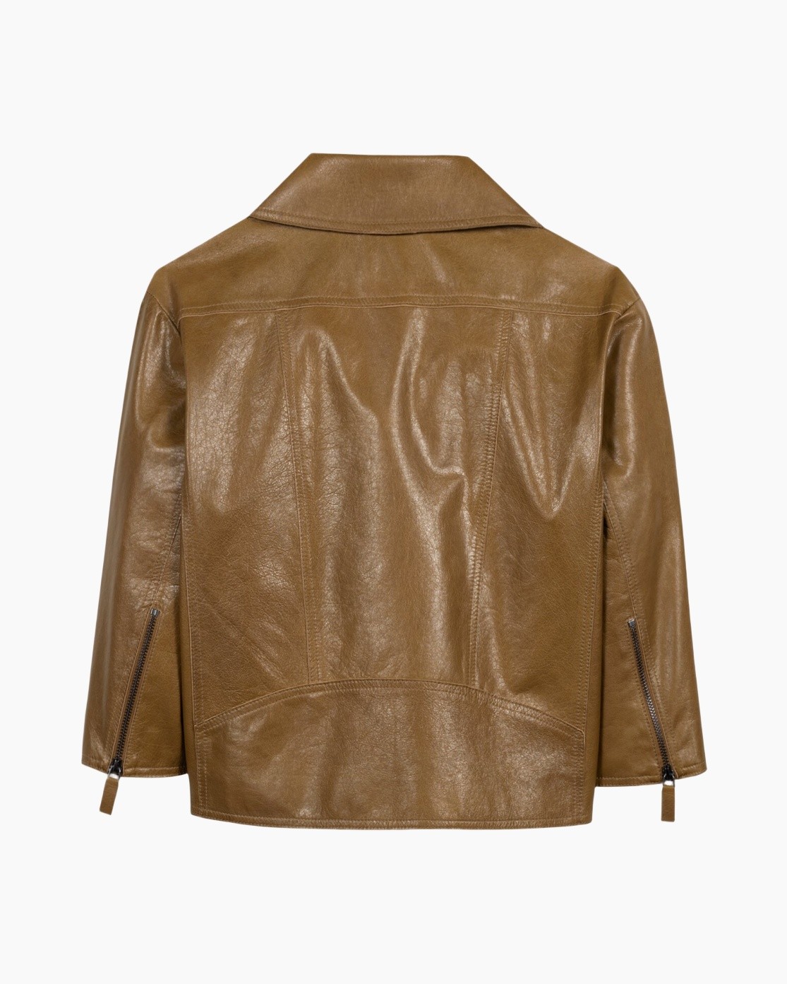 otorisk, leren jas, bruin, rits details, achterkant