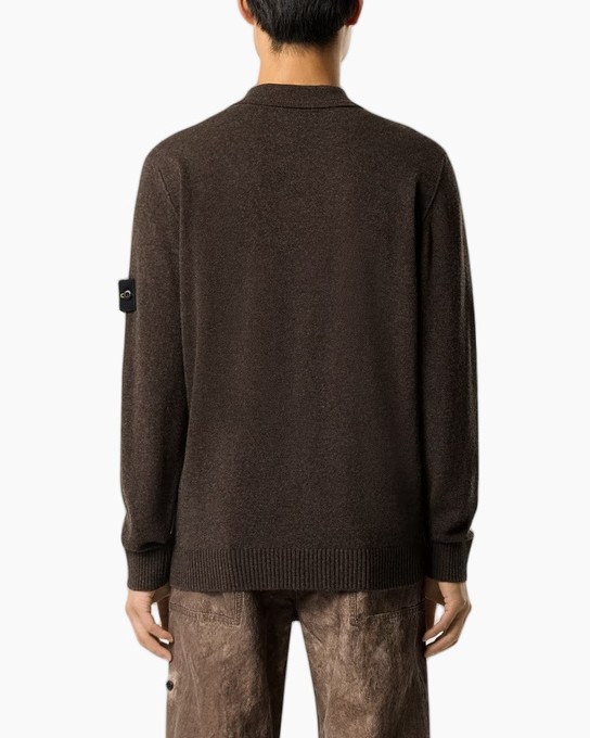 polo, bruine trui, langemouw, gebreide kleding, polokraag