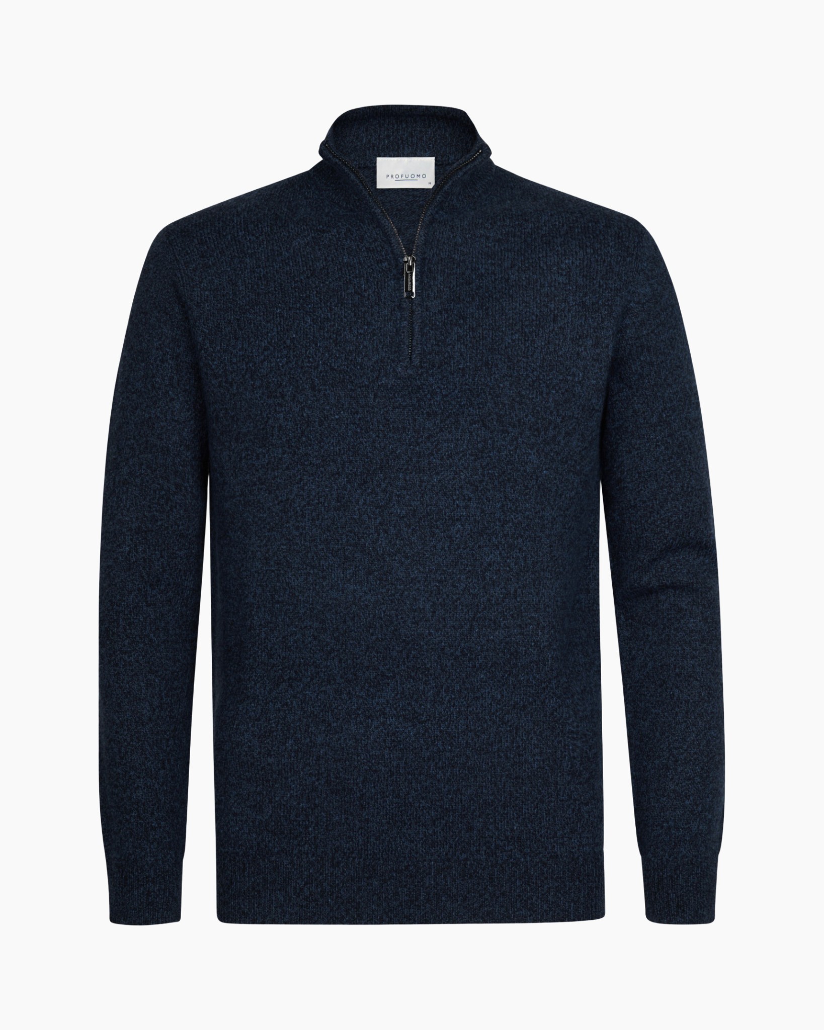 trui, pullover, kraagloze rits, brei, donkerblauw