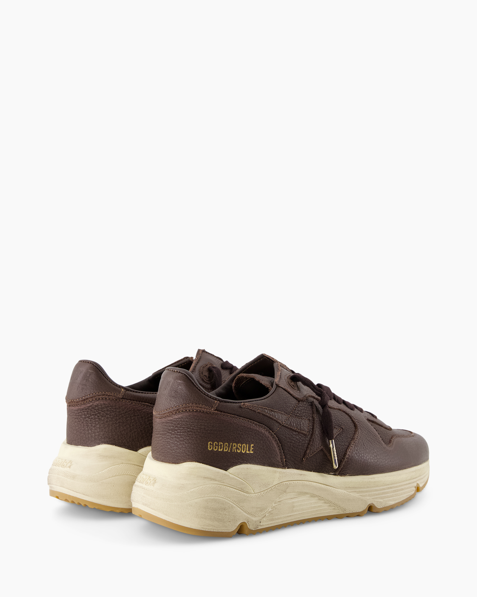 schoen casual, bruin leer, vette zool, veterschoen, damessneaker