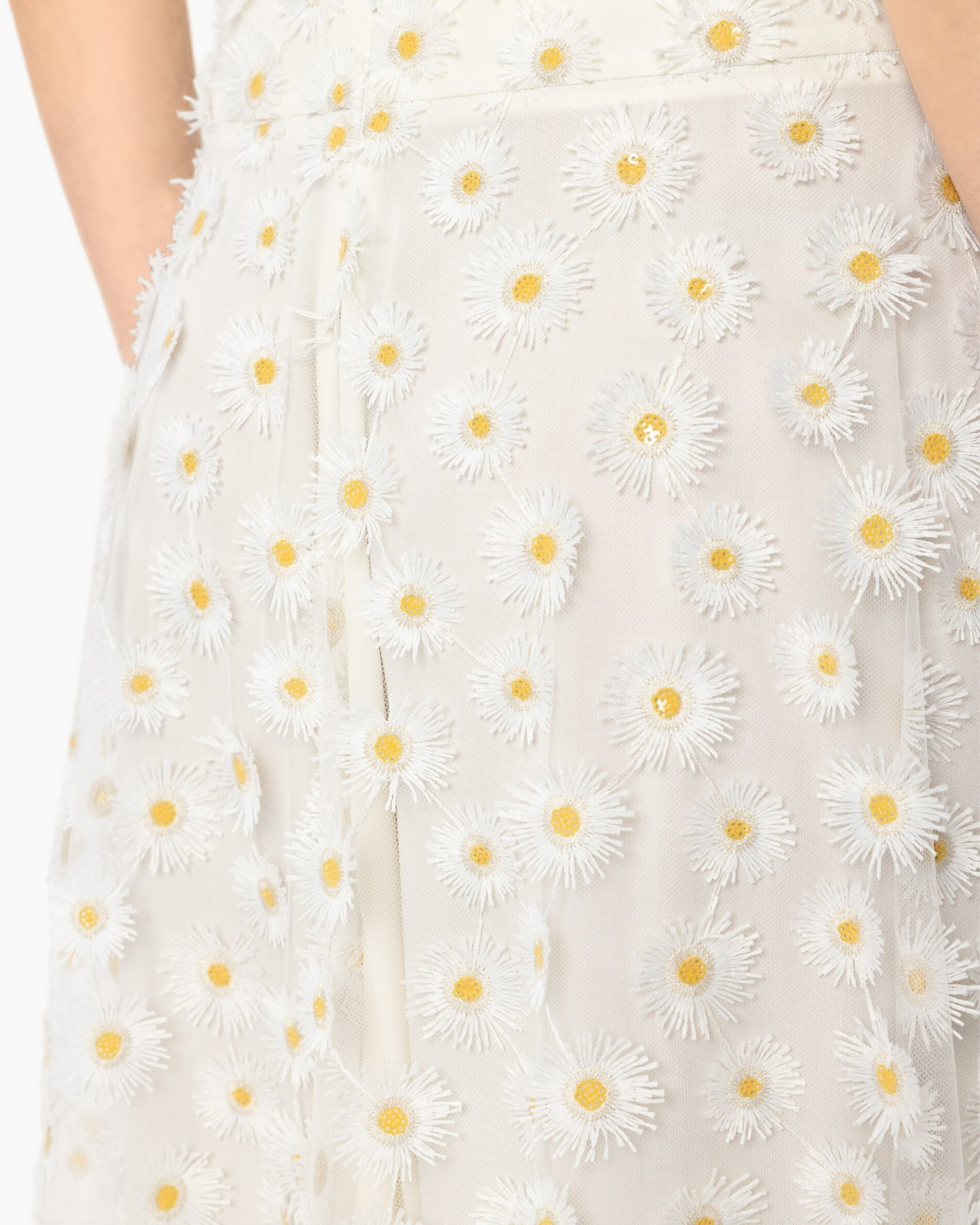 white, dress, embroidered,  floral, applique