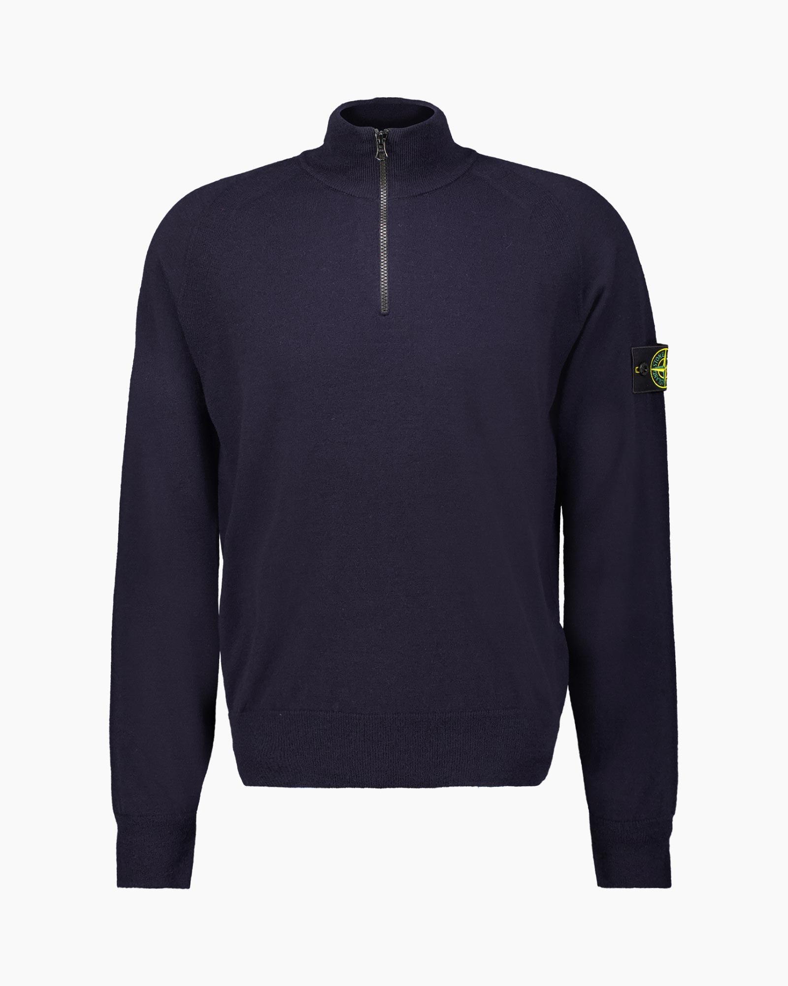 trui, pullover, halve-rits, marineblauw, brei