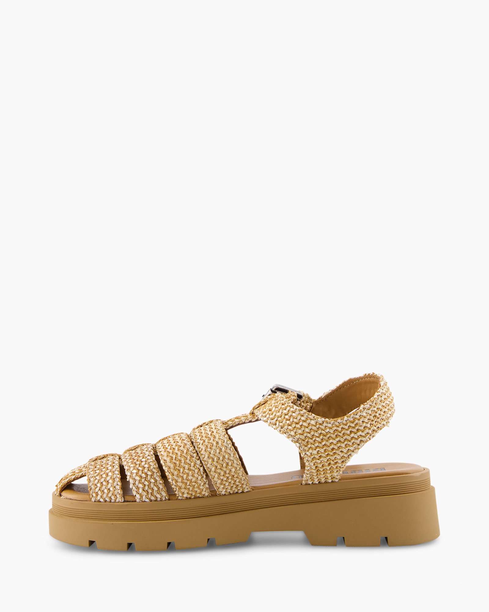 Sandaal Zonder Hak Cow Leather Raffia Camel