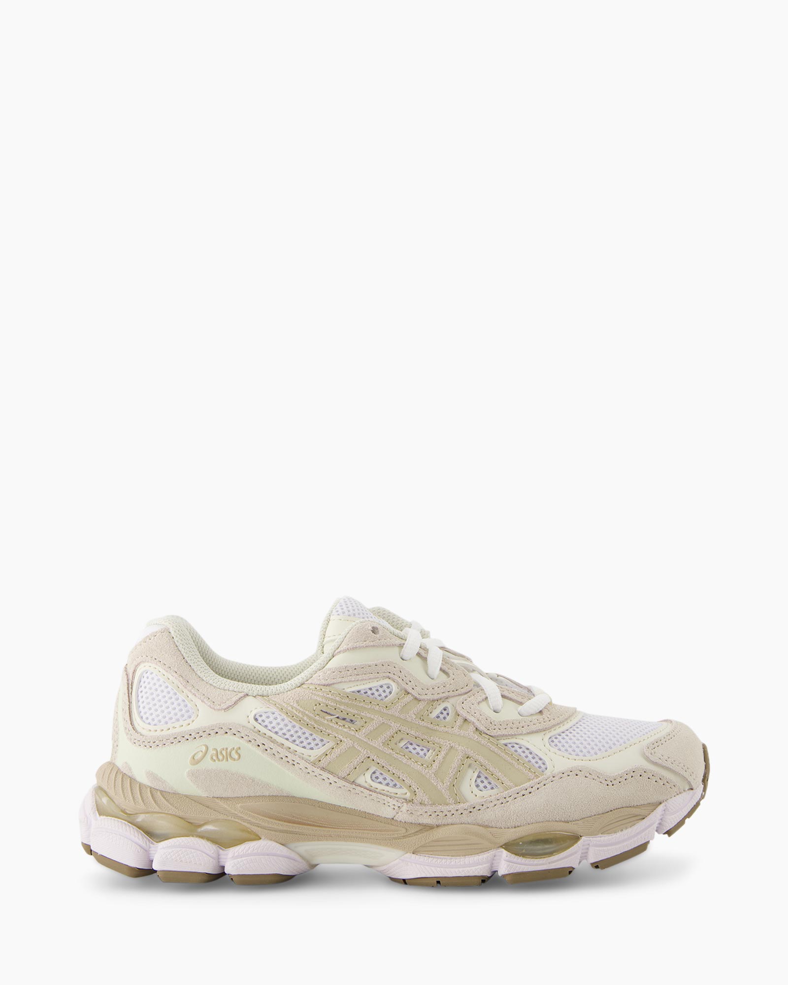 sneaker, sportschoen, mesh, beige, wit
