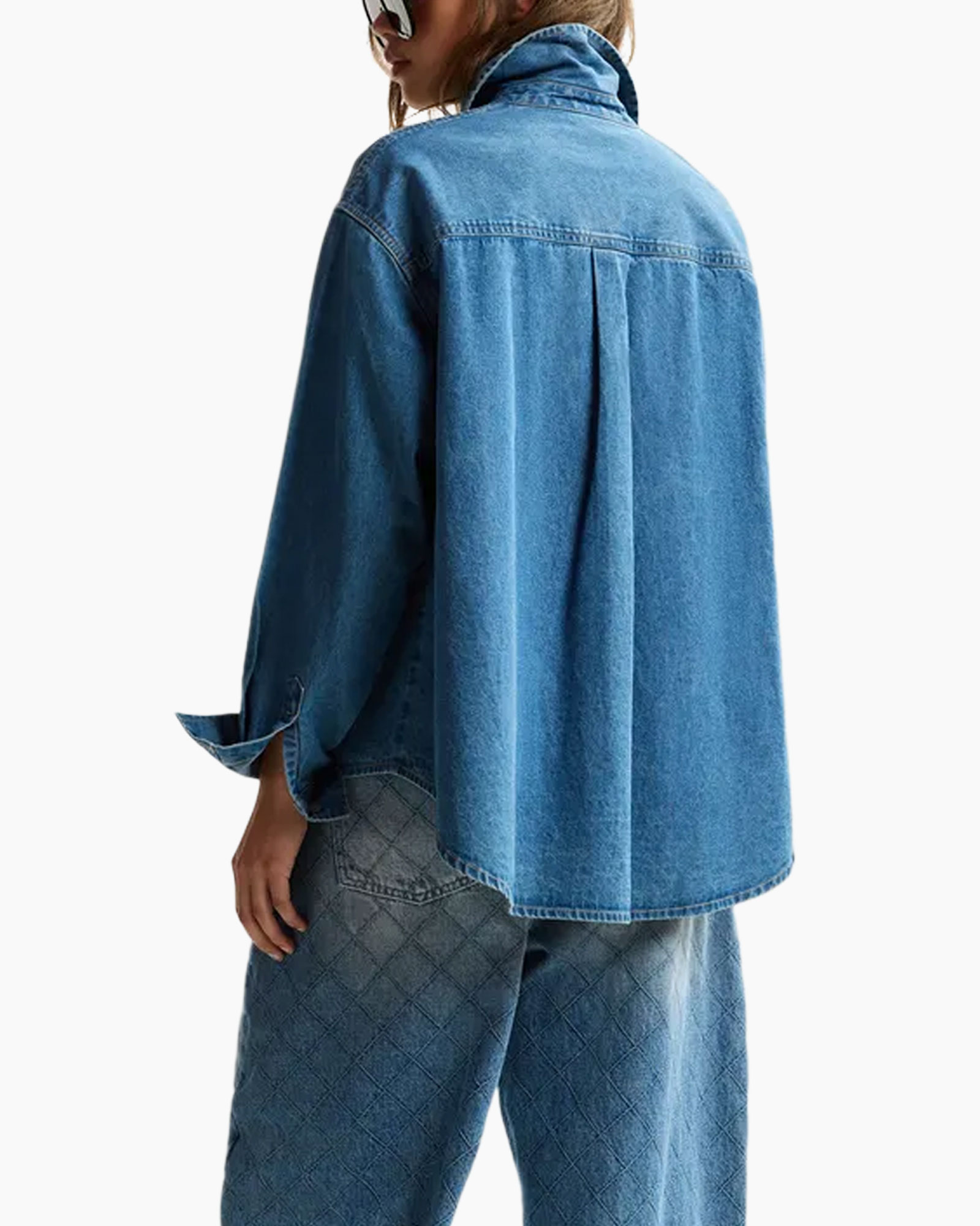 spijker, jacket, rug, blauw, los zittend