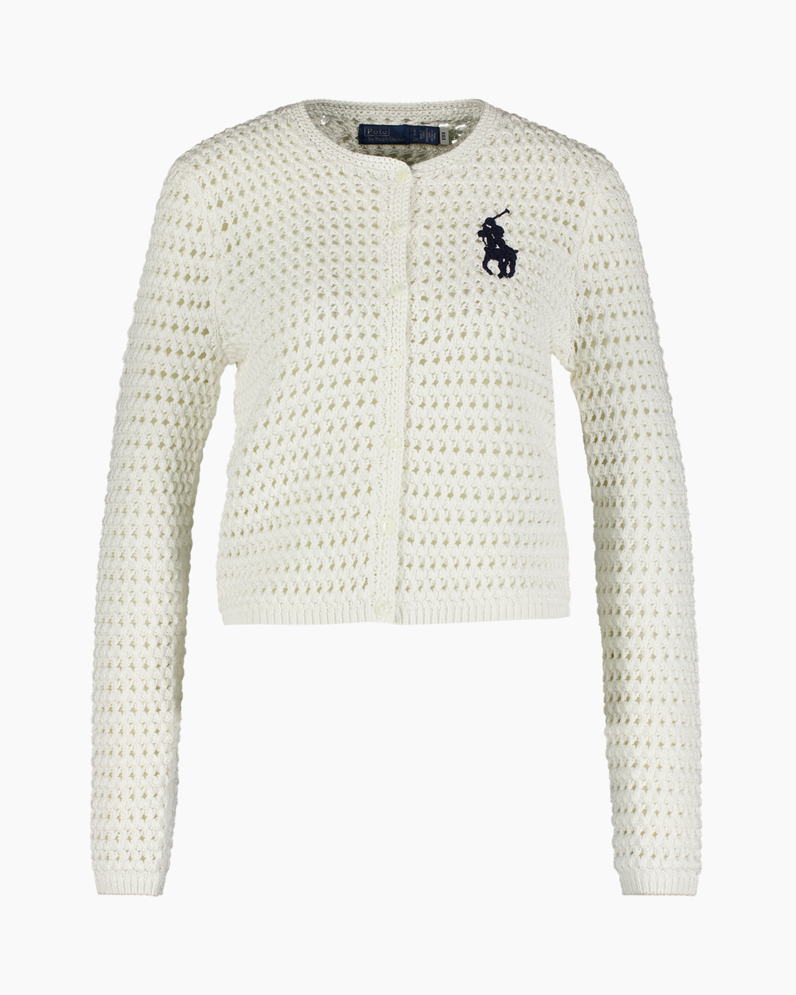 cardigan, gebreide, openwork, rickrack?, logo