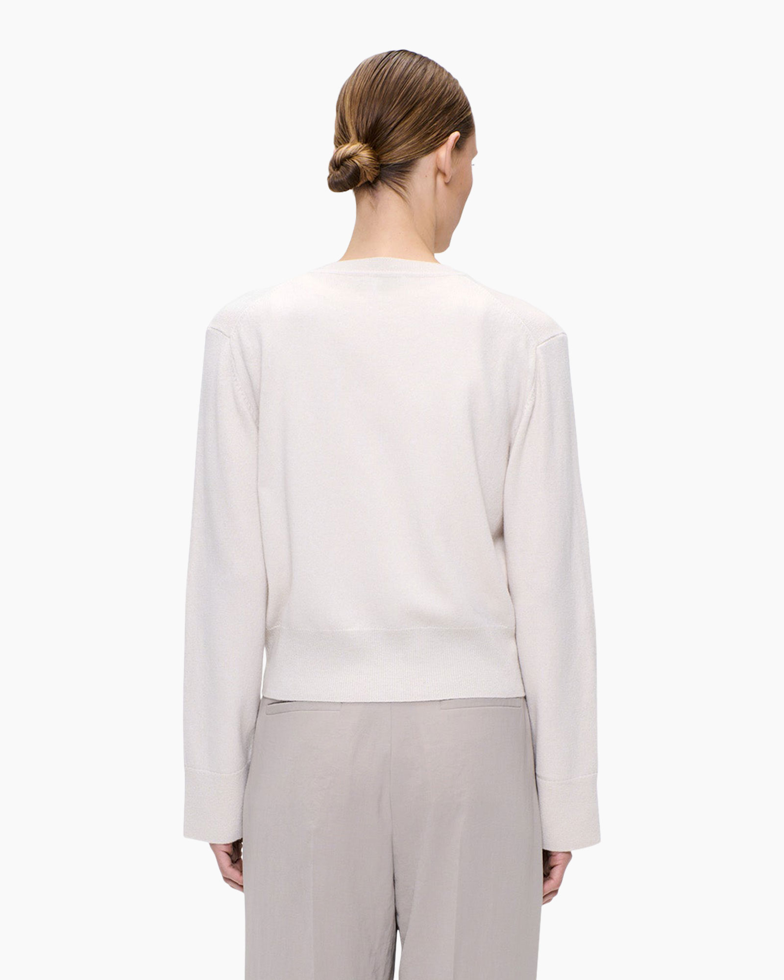 cardigan, knoppen, beige, lange mouwen, breiseltje