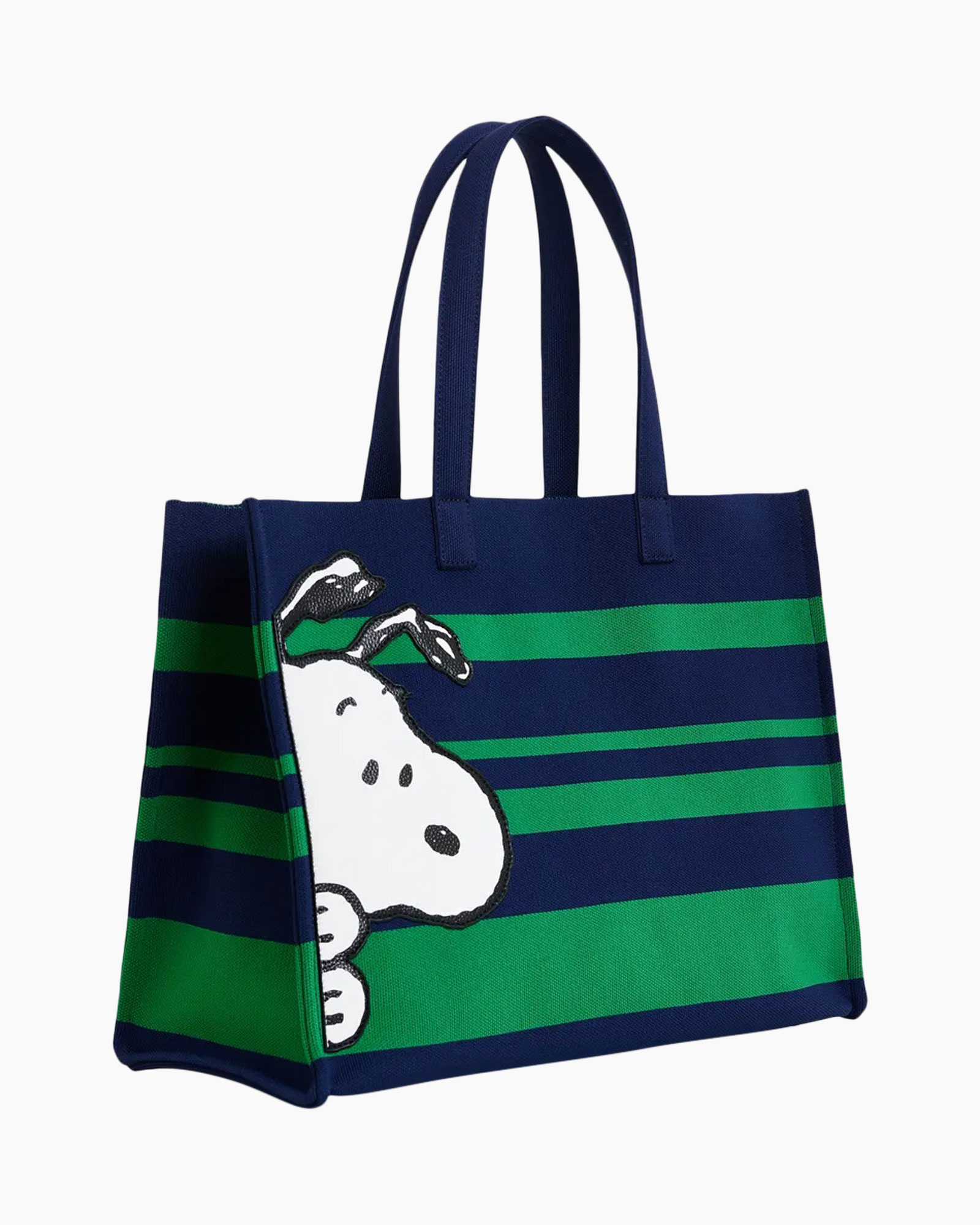 tote bag, Snoopy, striped, canvas, blue-green