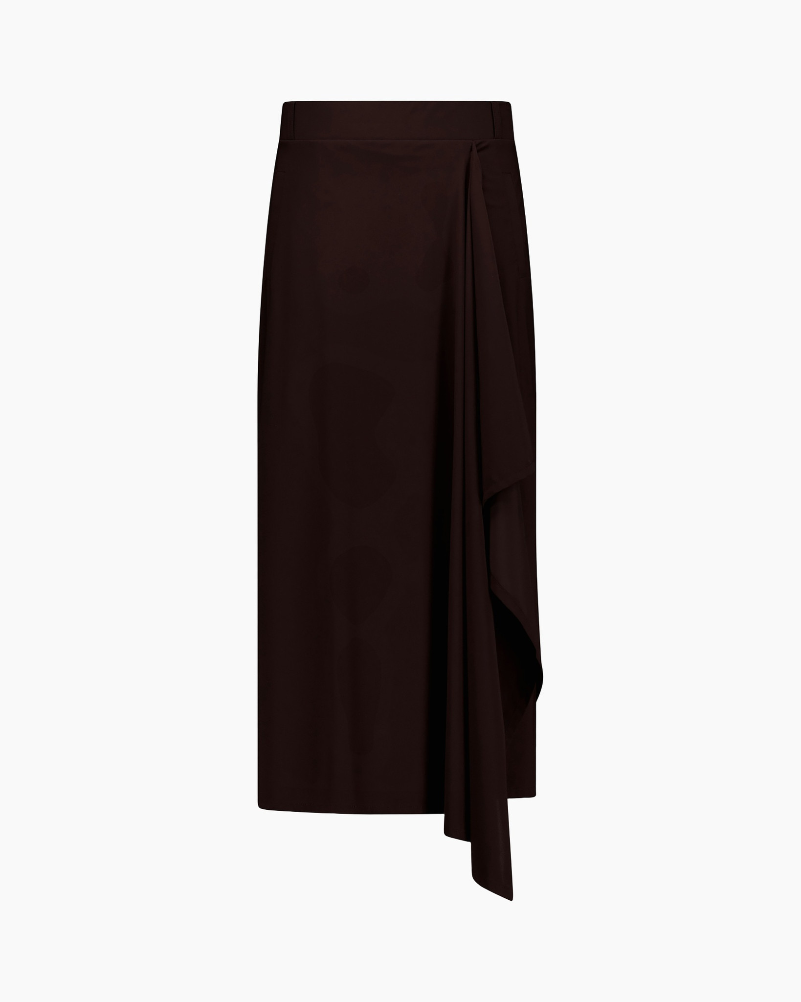 rok, wrap, asymmetrisch, middellang, bruin