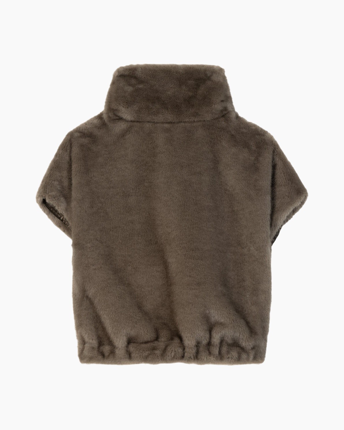 faux fur, vest, bruin, hoge kraag, zonder mouwen