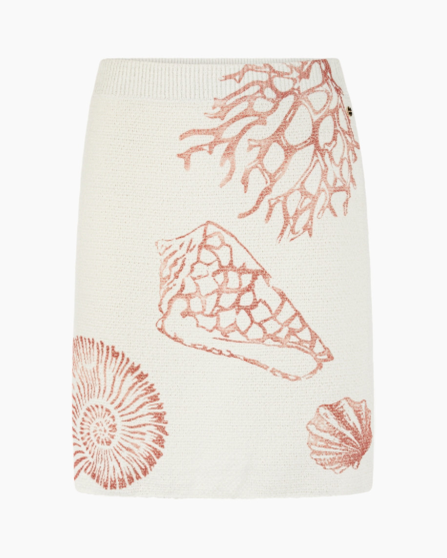 skirt, knit, shell pattern, pantone coral, marine motif