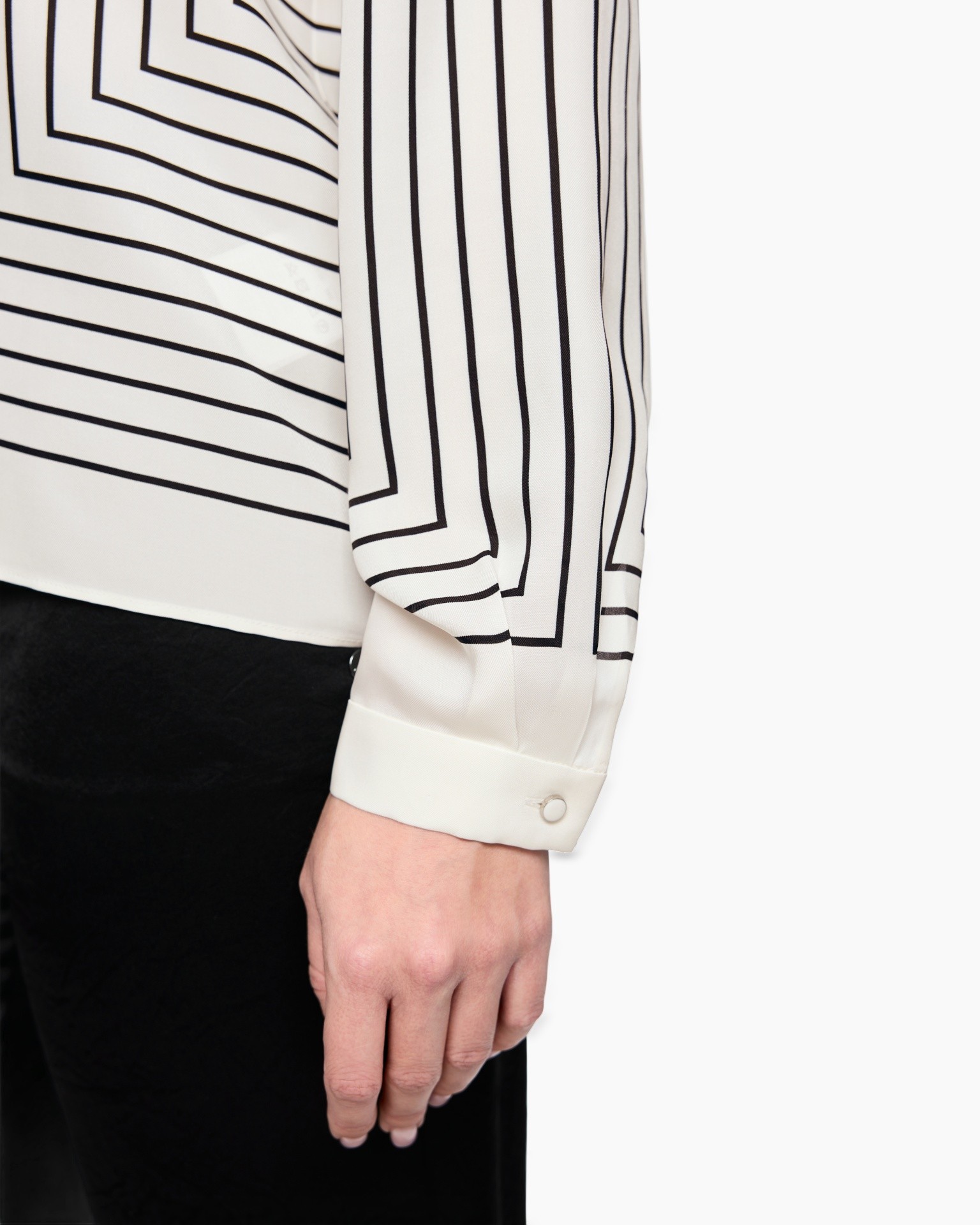 blouse, gestreept, langere mouw, knoopsluiting, wit