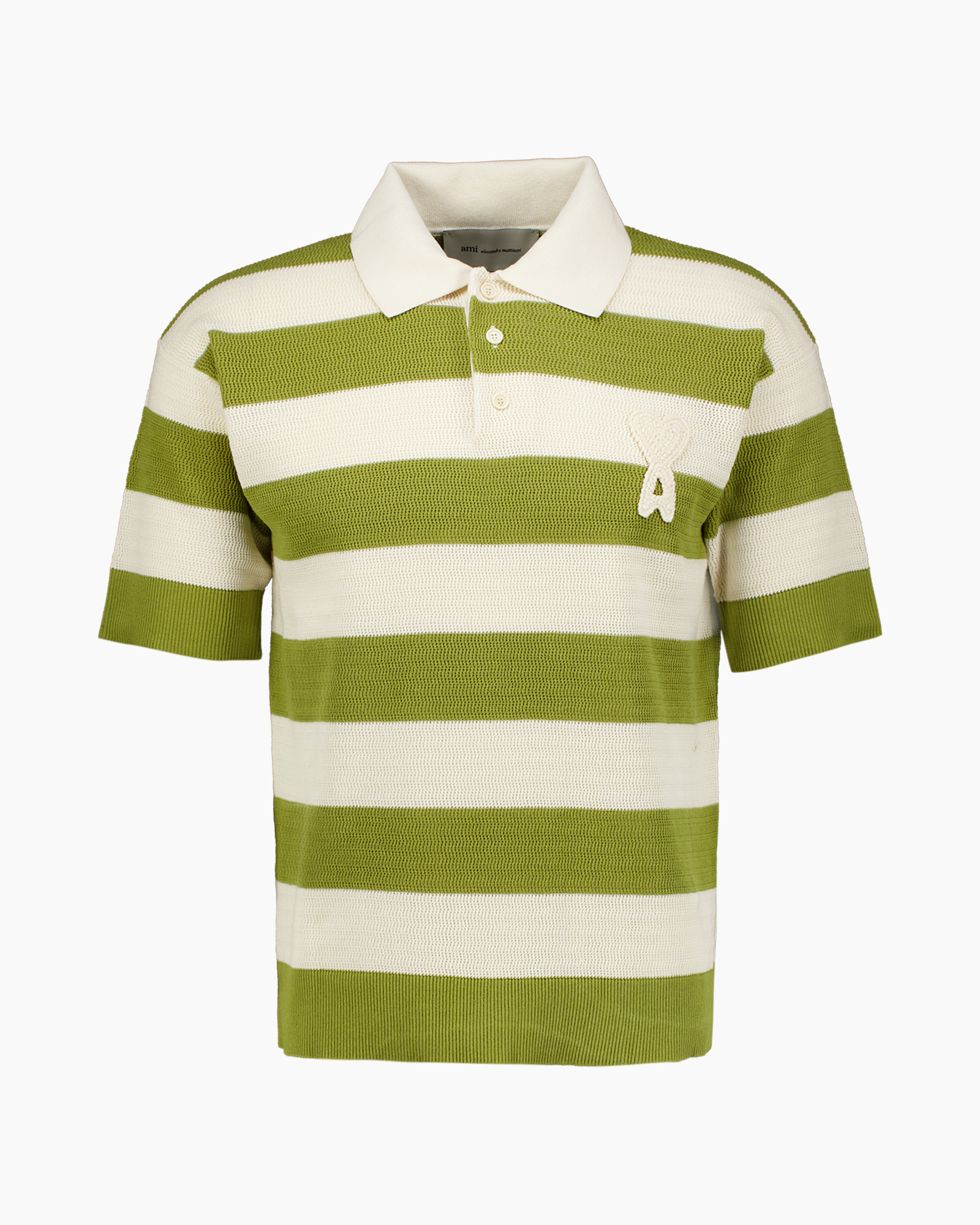 polo, gestreept, korte mouw, groen, crème