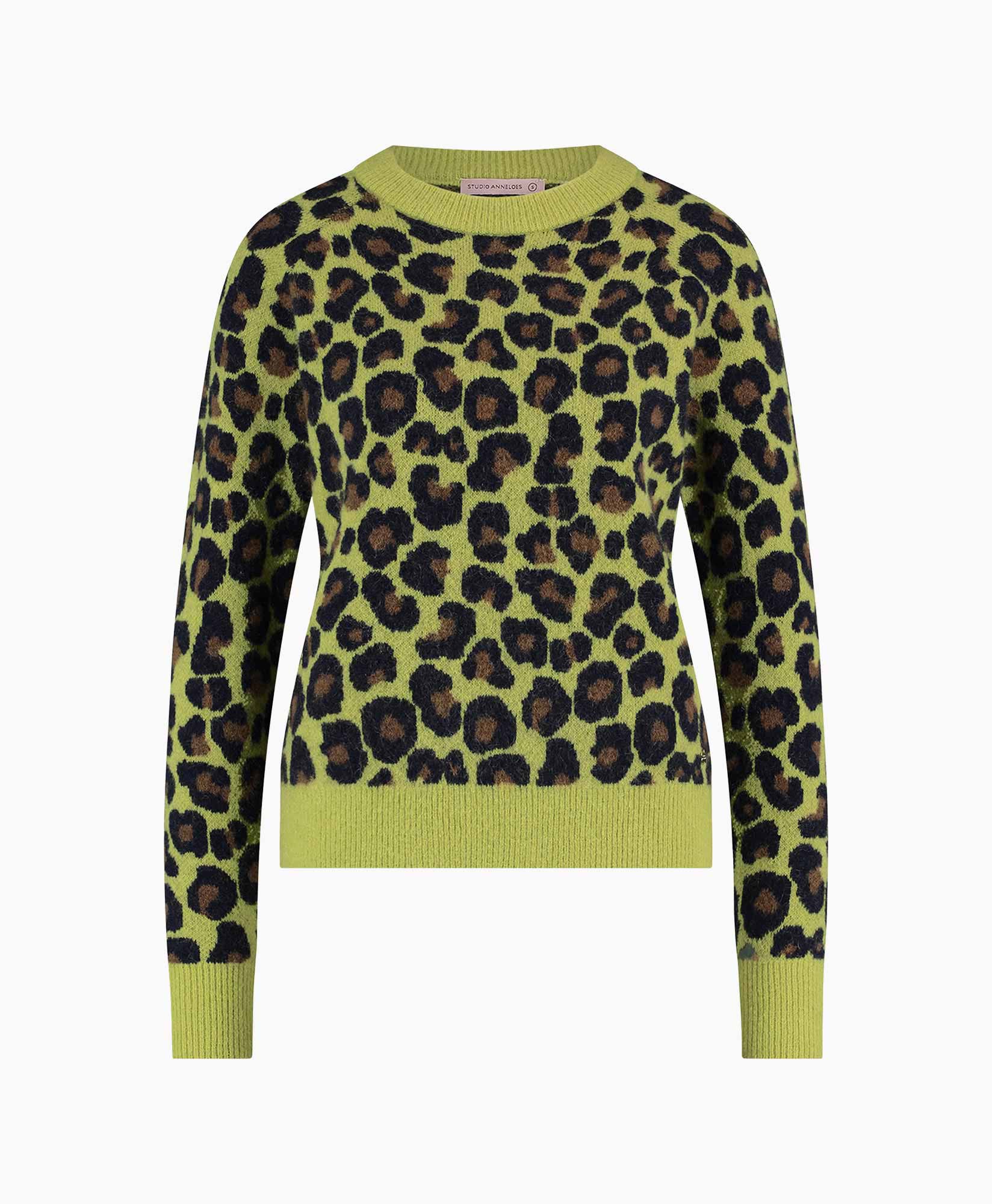 Studio Anneloes Pullover Nino Leopard Pullover Groen