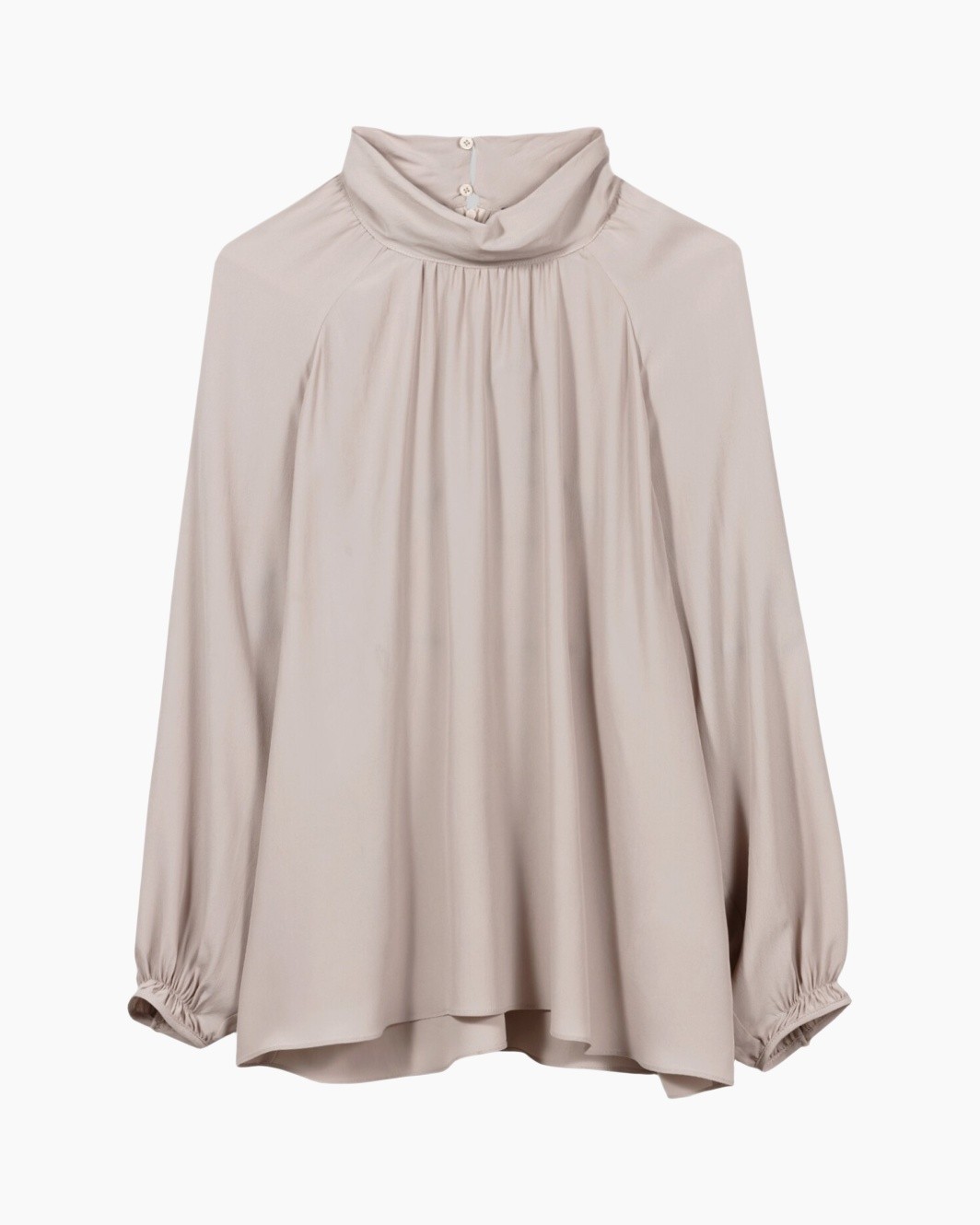 blouse, piphaya, hoge kraag, lange mouw, beige