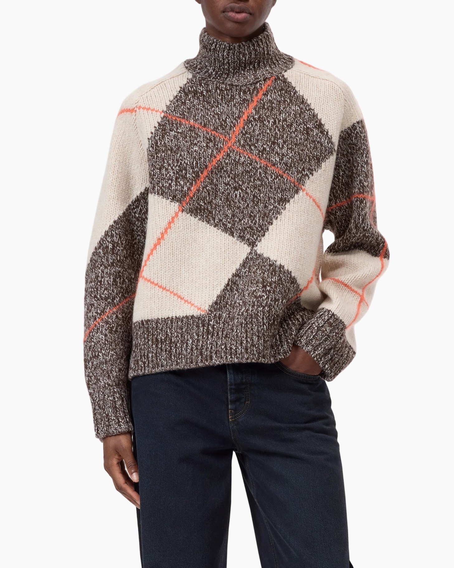 rolkraag, trui, argyle, breiwerk, pullover