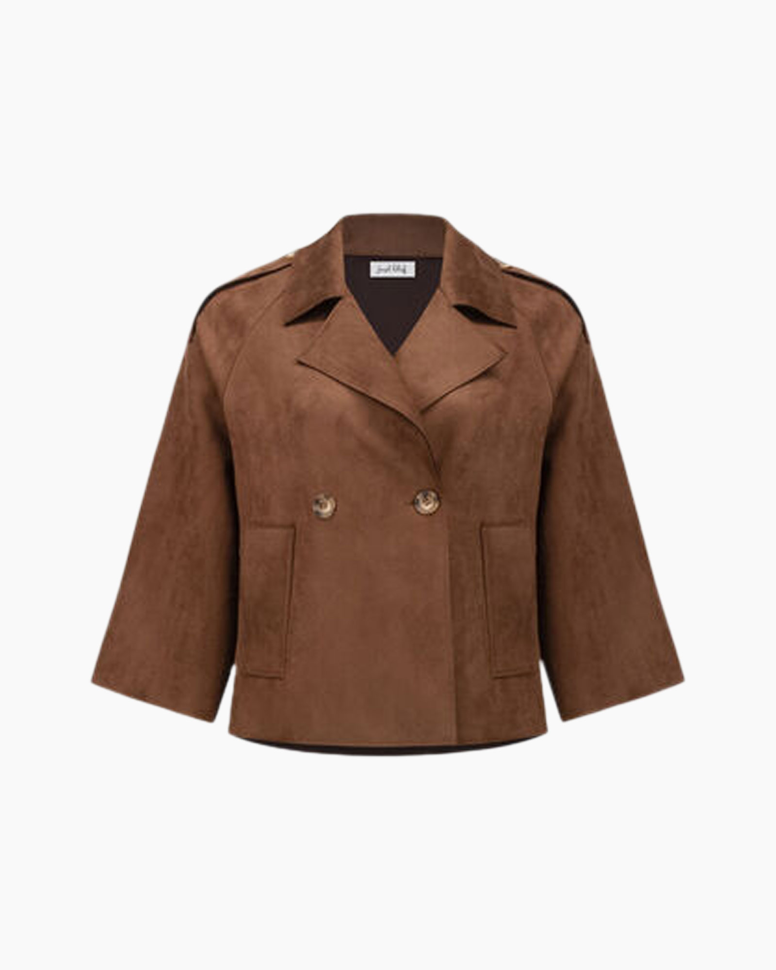 blazer, jasje, bruin, dubbele rij, kraag